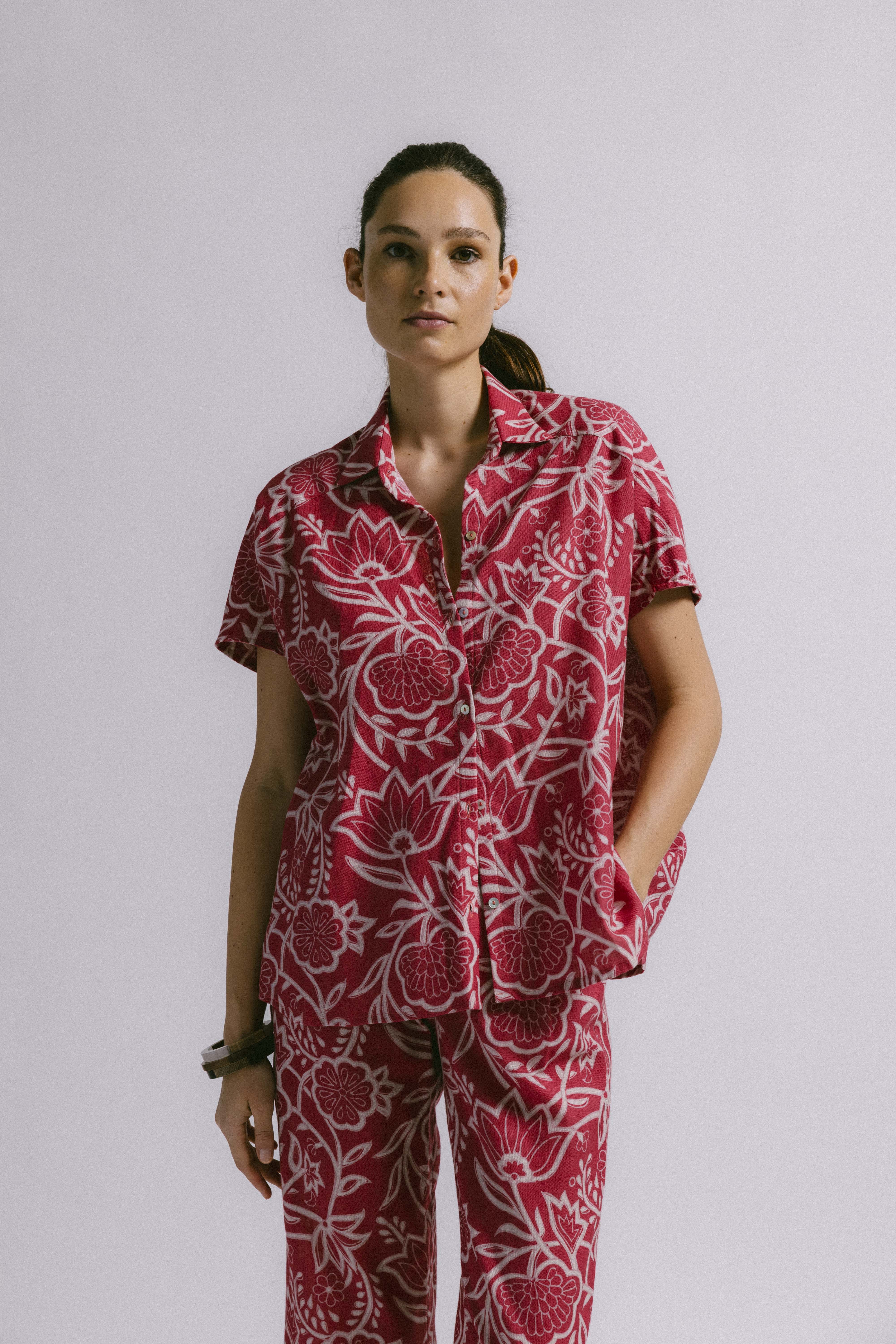 Blusa luna flor deco rojo