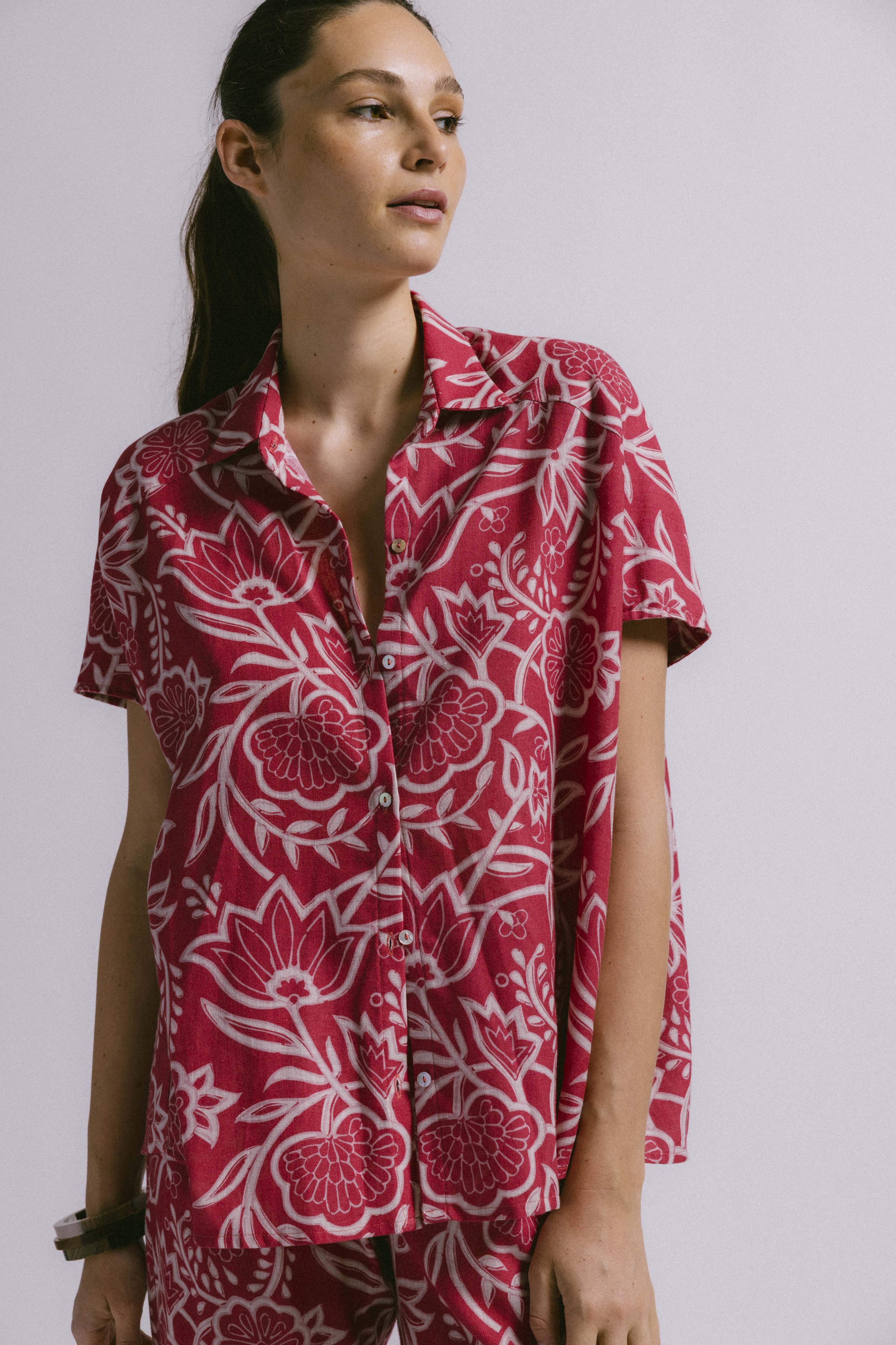 Blusa luna flor deco rojo