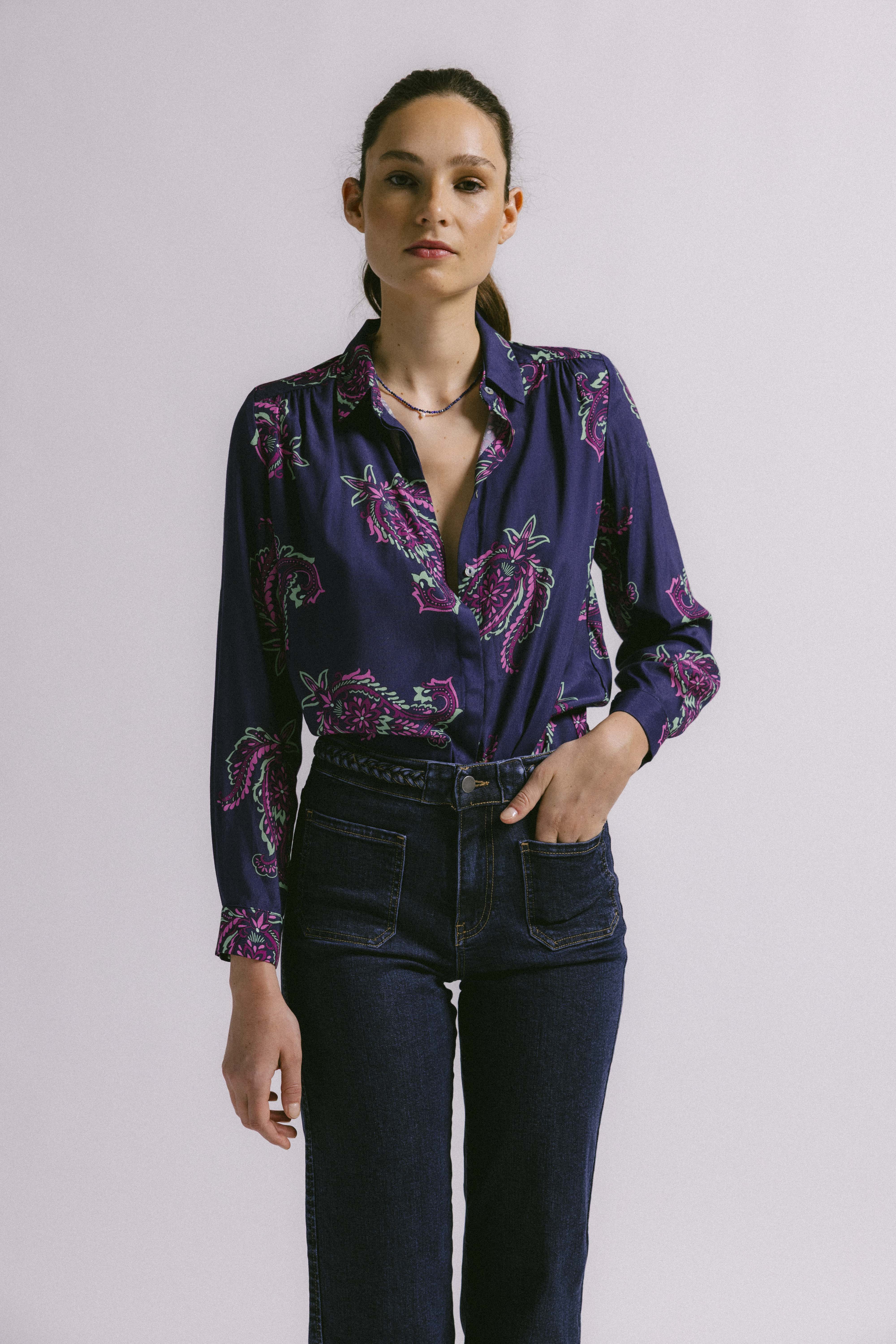 Blusa palma paseley navy