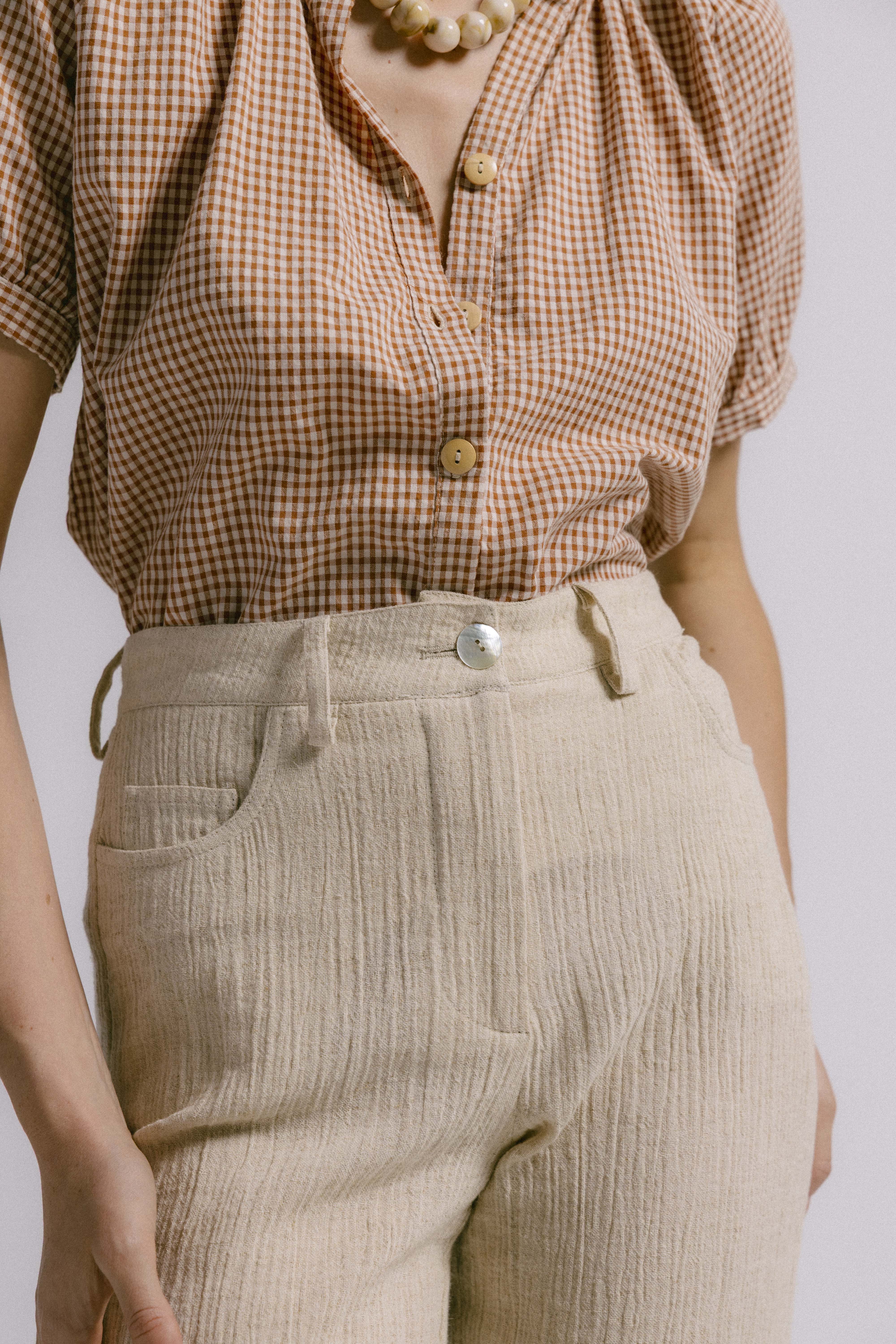 Blusa morera vichy tierra