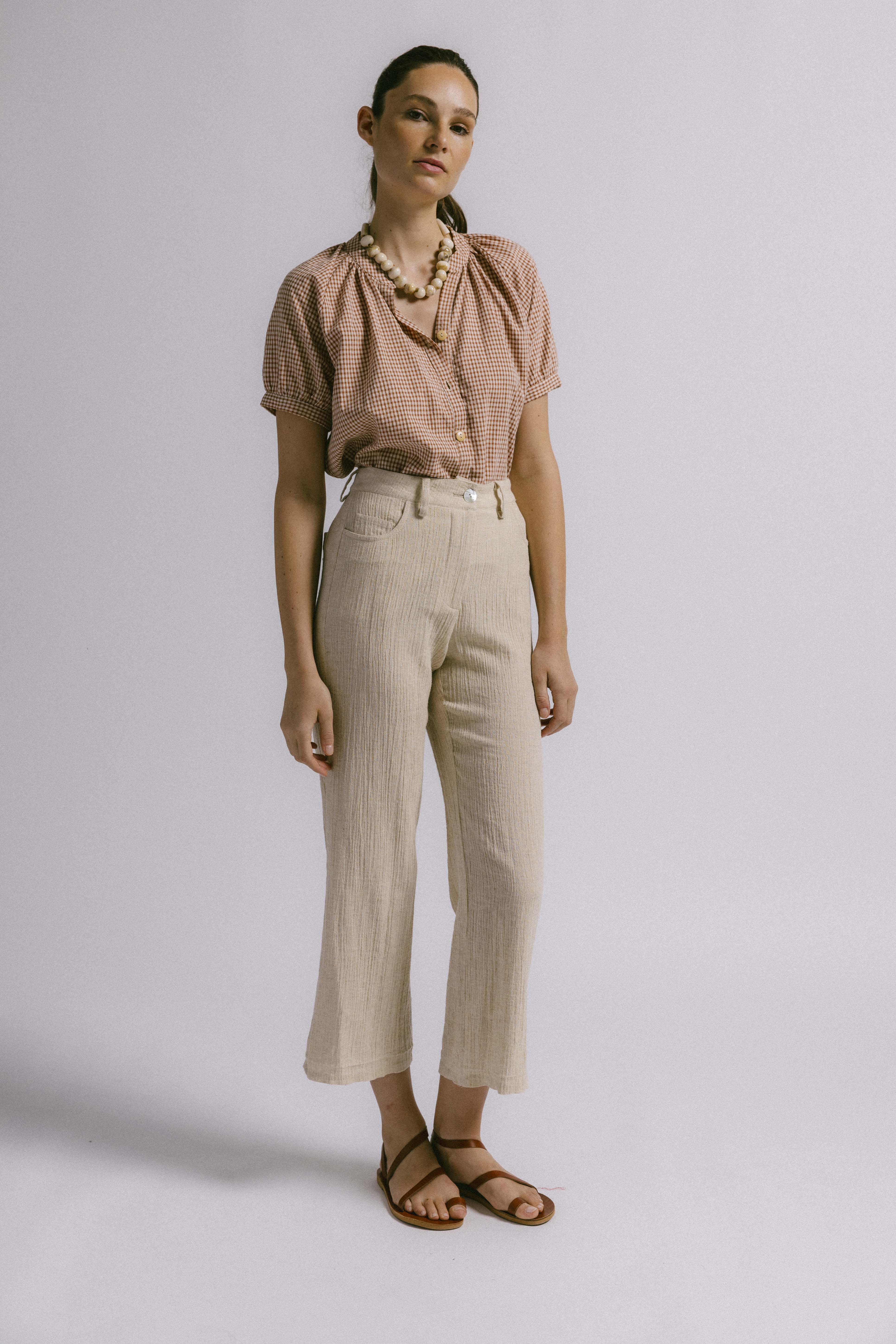 Blusa morera vichy tierra