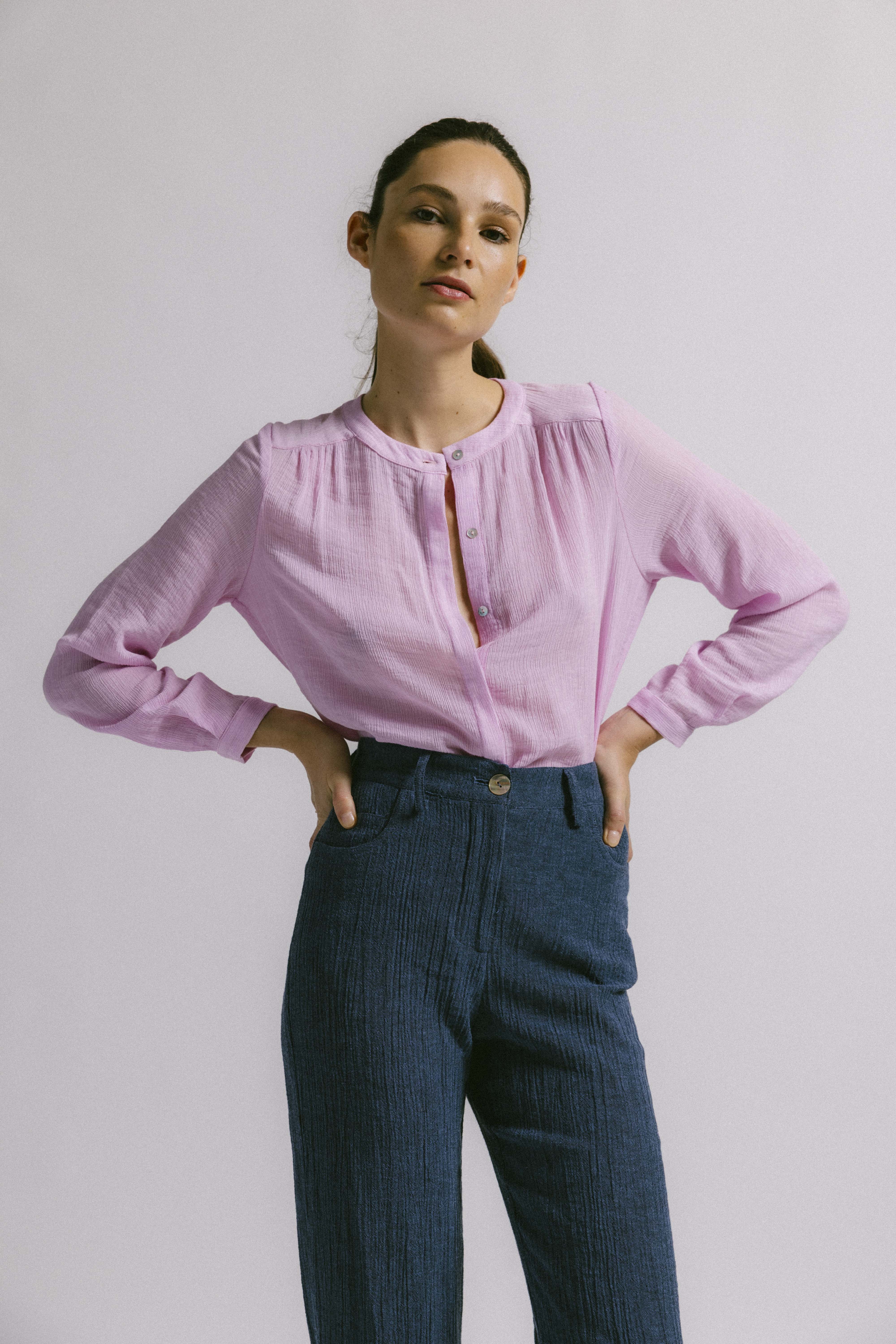 Blusa melbourne crinkle rosa