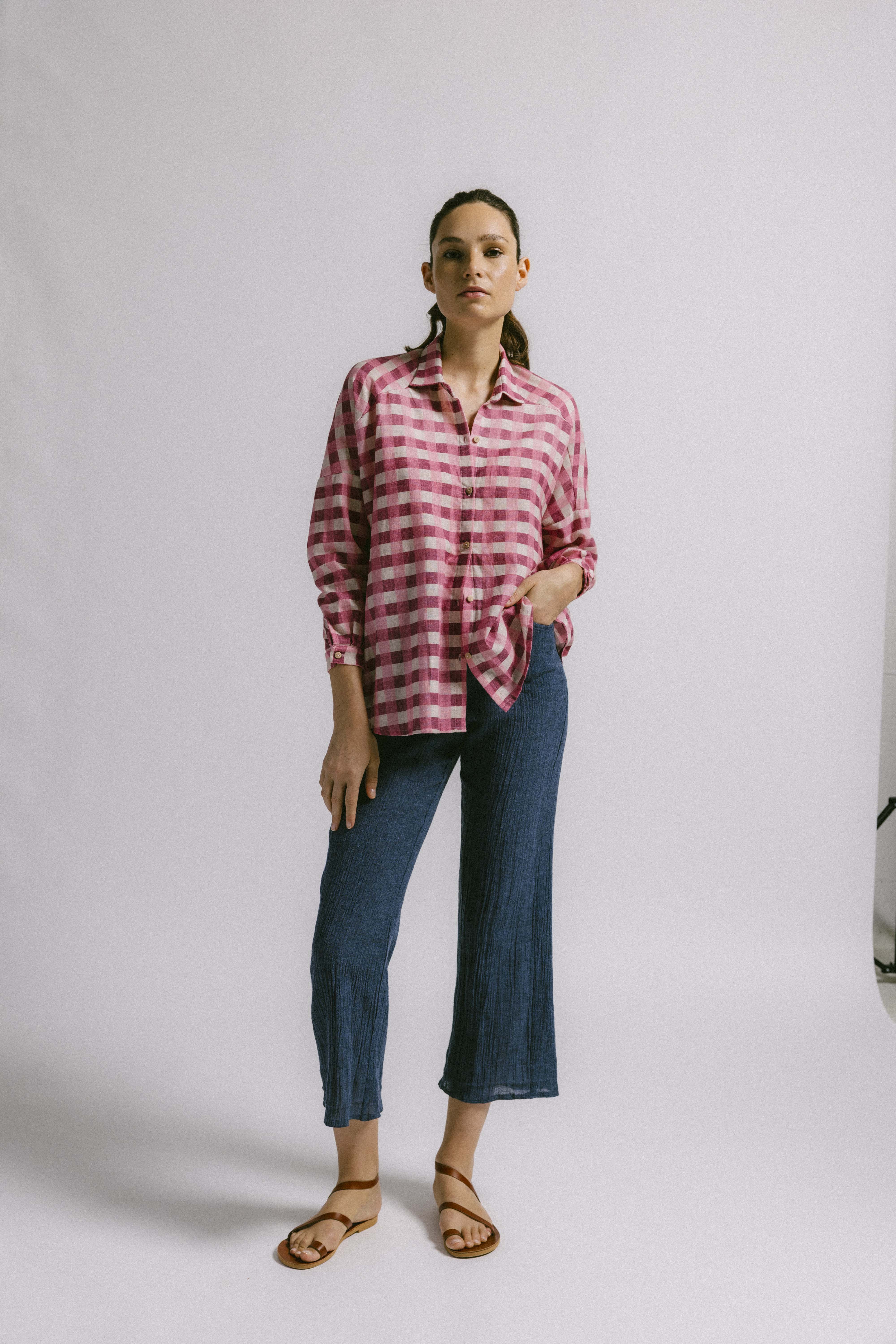 Blusa STAR CUADROS TIERRA/ROSA