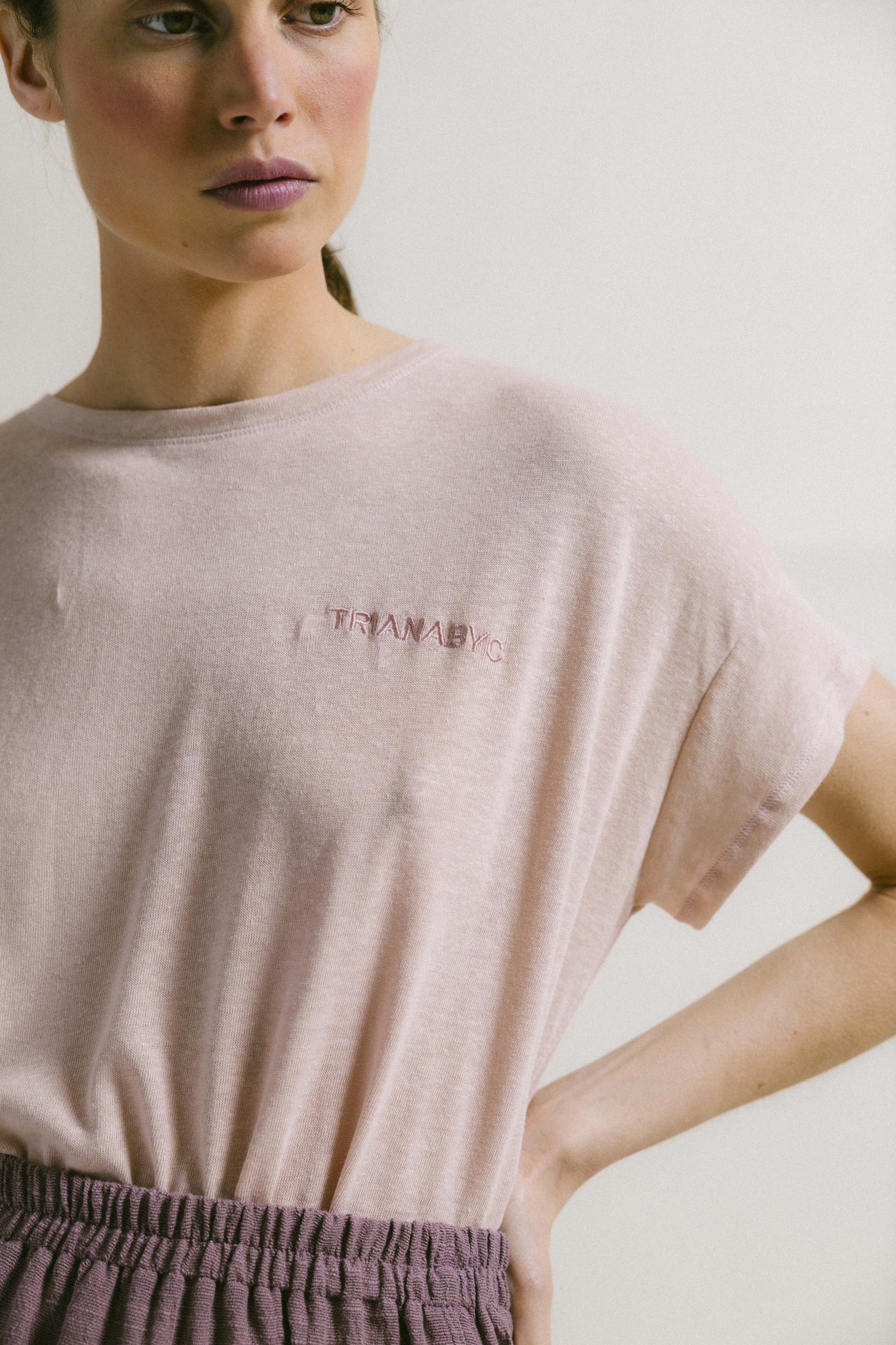 Camiseta rosa bordado TRIANABYC