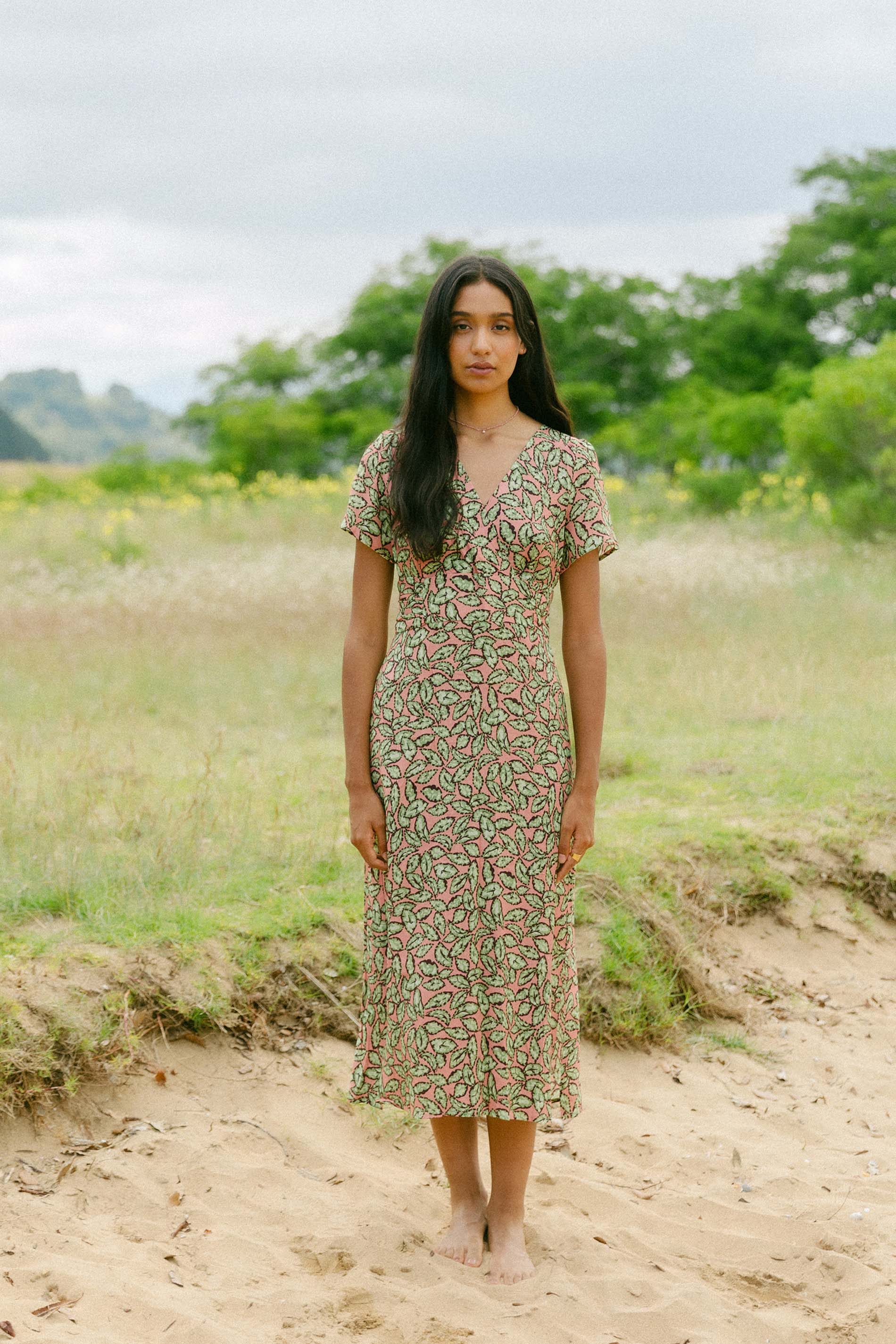 Vestido hojas print COLON
