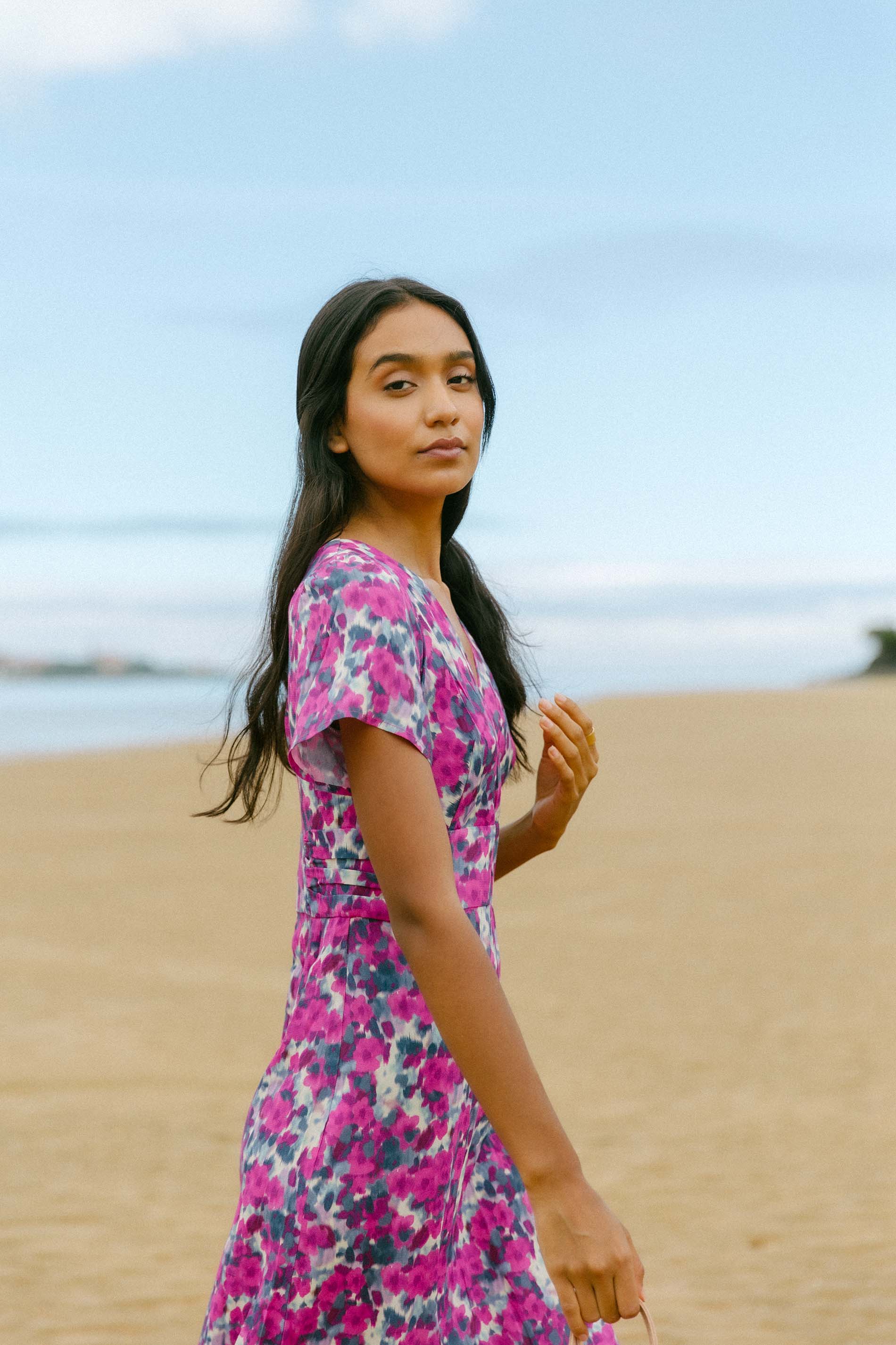 Vestido mancha fucsia COLON