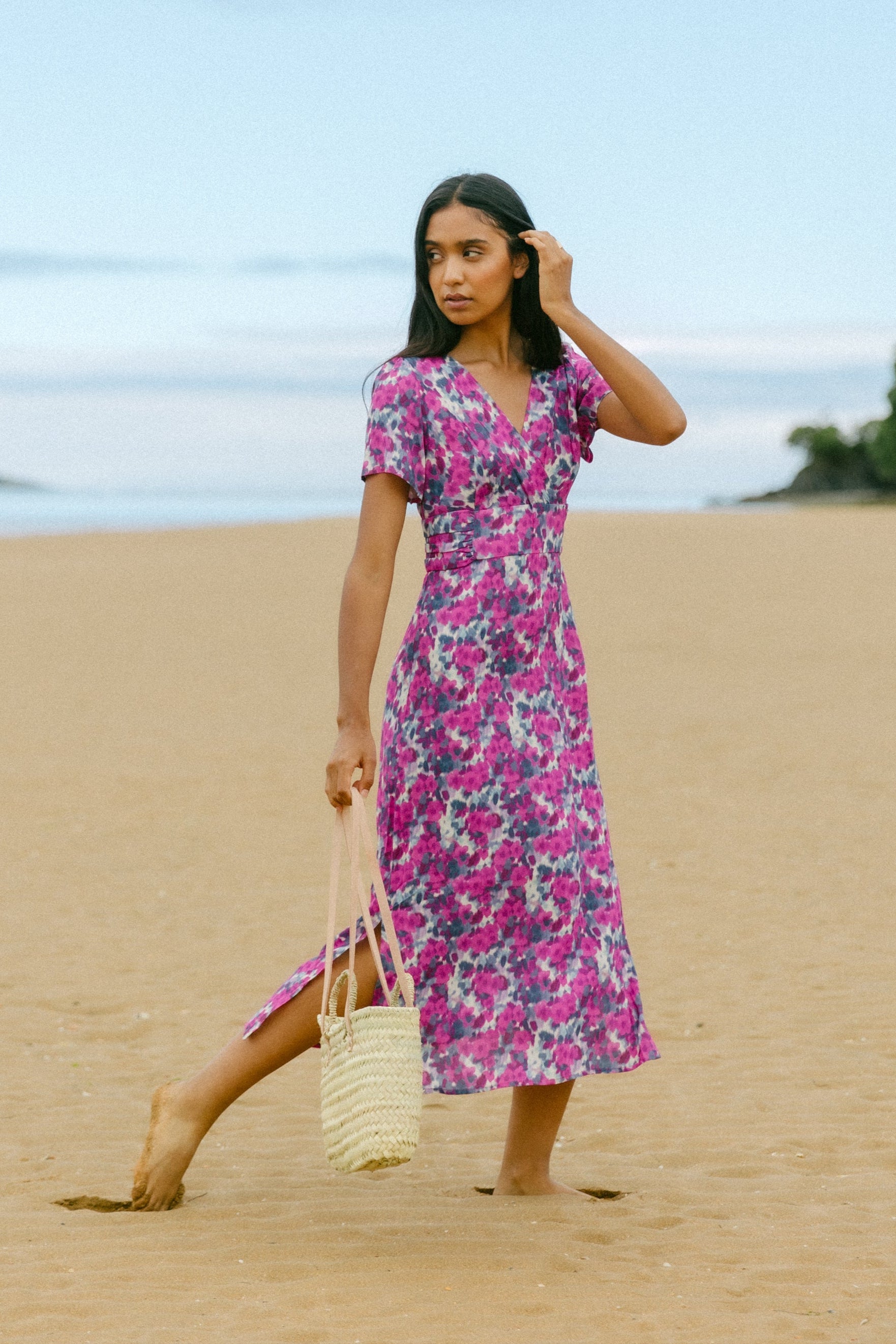 Vestido mancha fucsia COLON