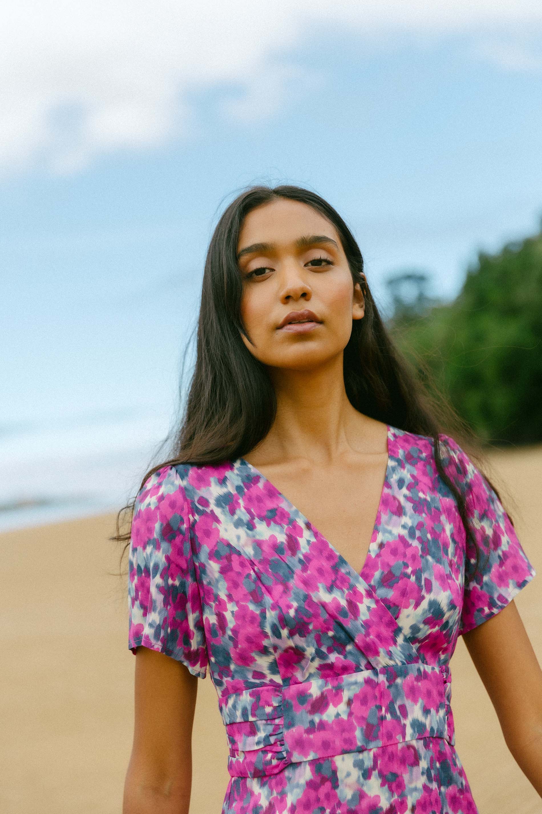 Vestido mancha fucsia COLON