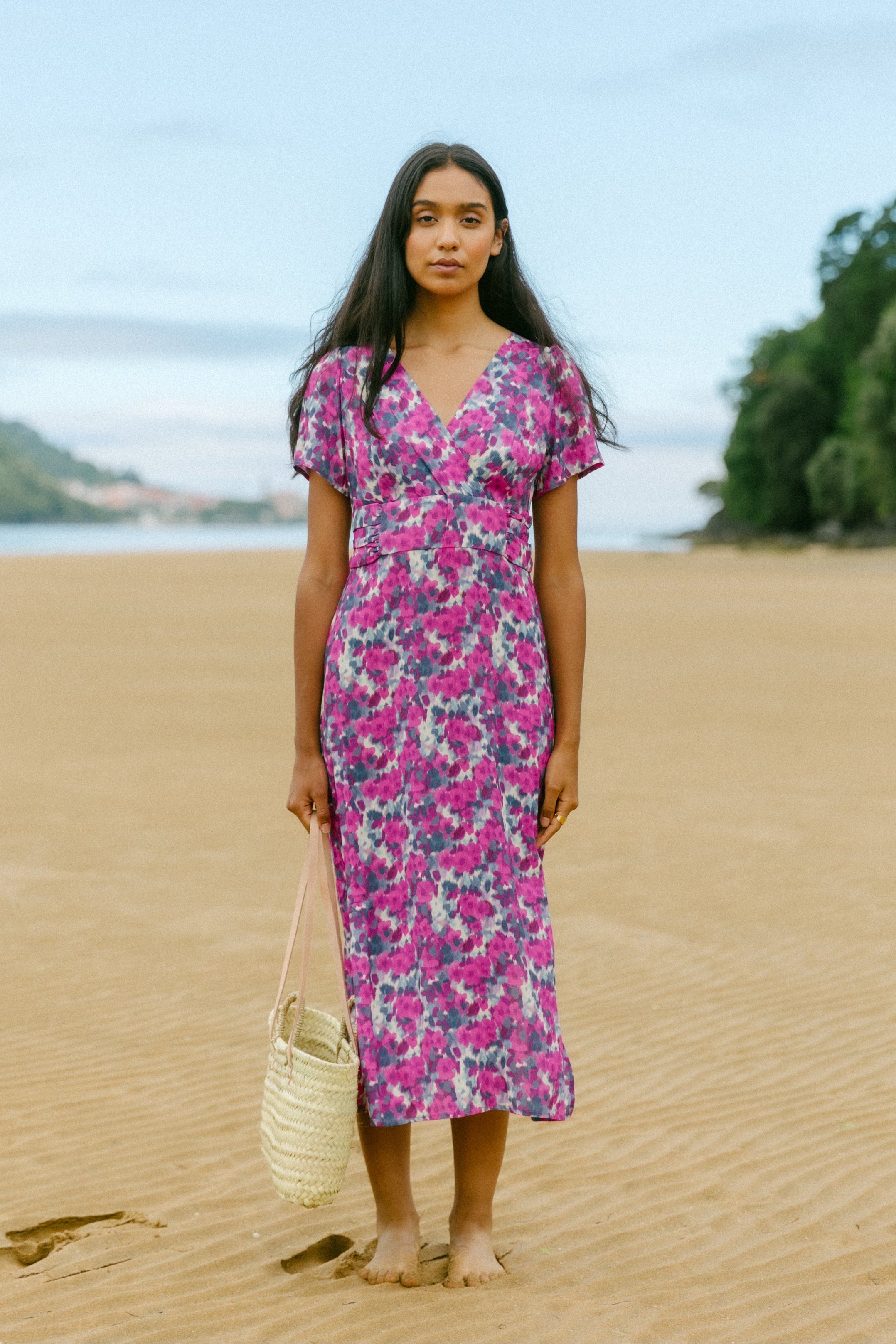 Vestido mancha fucsia COLON