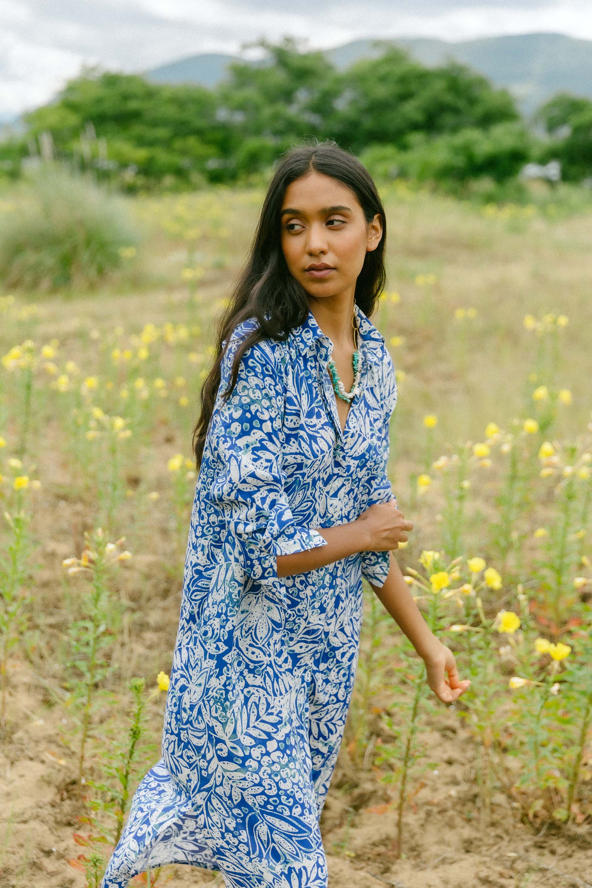 Vestido camisero ramas blue CAPIRA