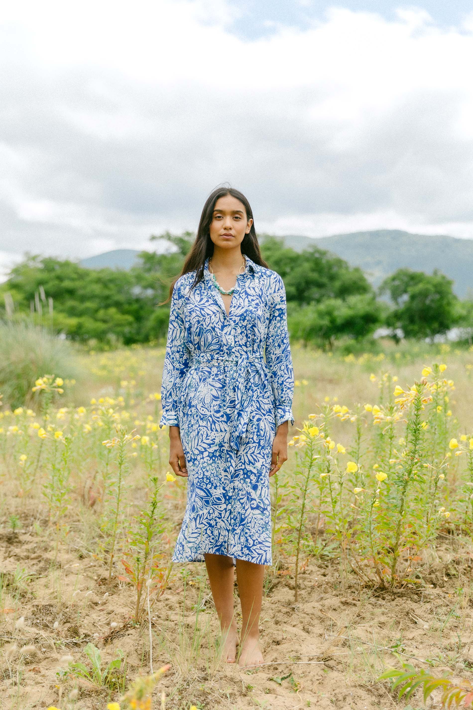 Vestido camisero ramas blue CAPIRA