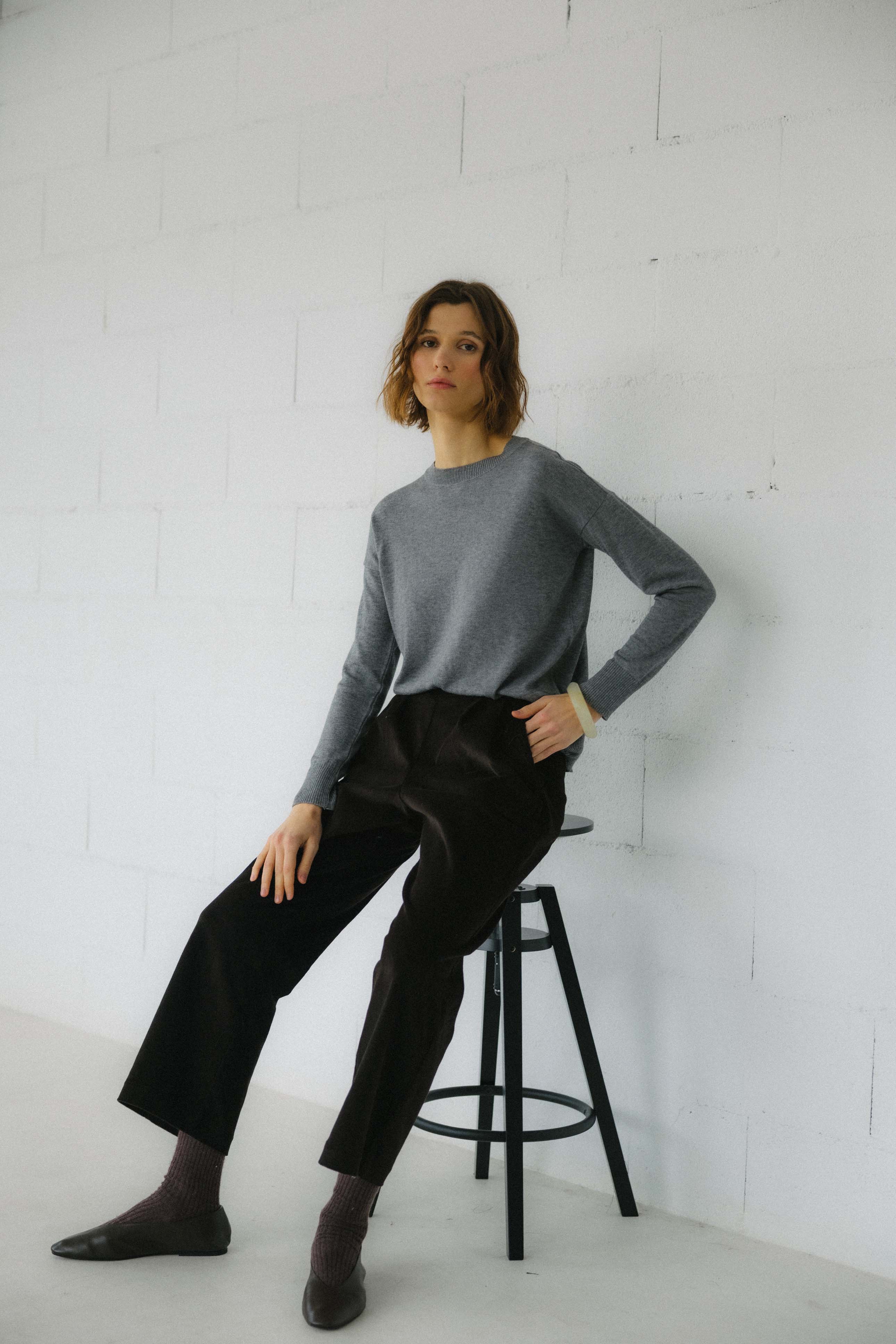 Jersey de punto fino LANA ELVAS GRIS.