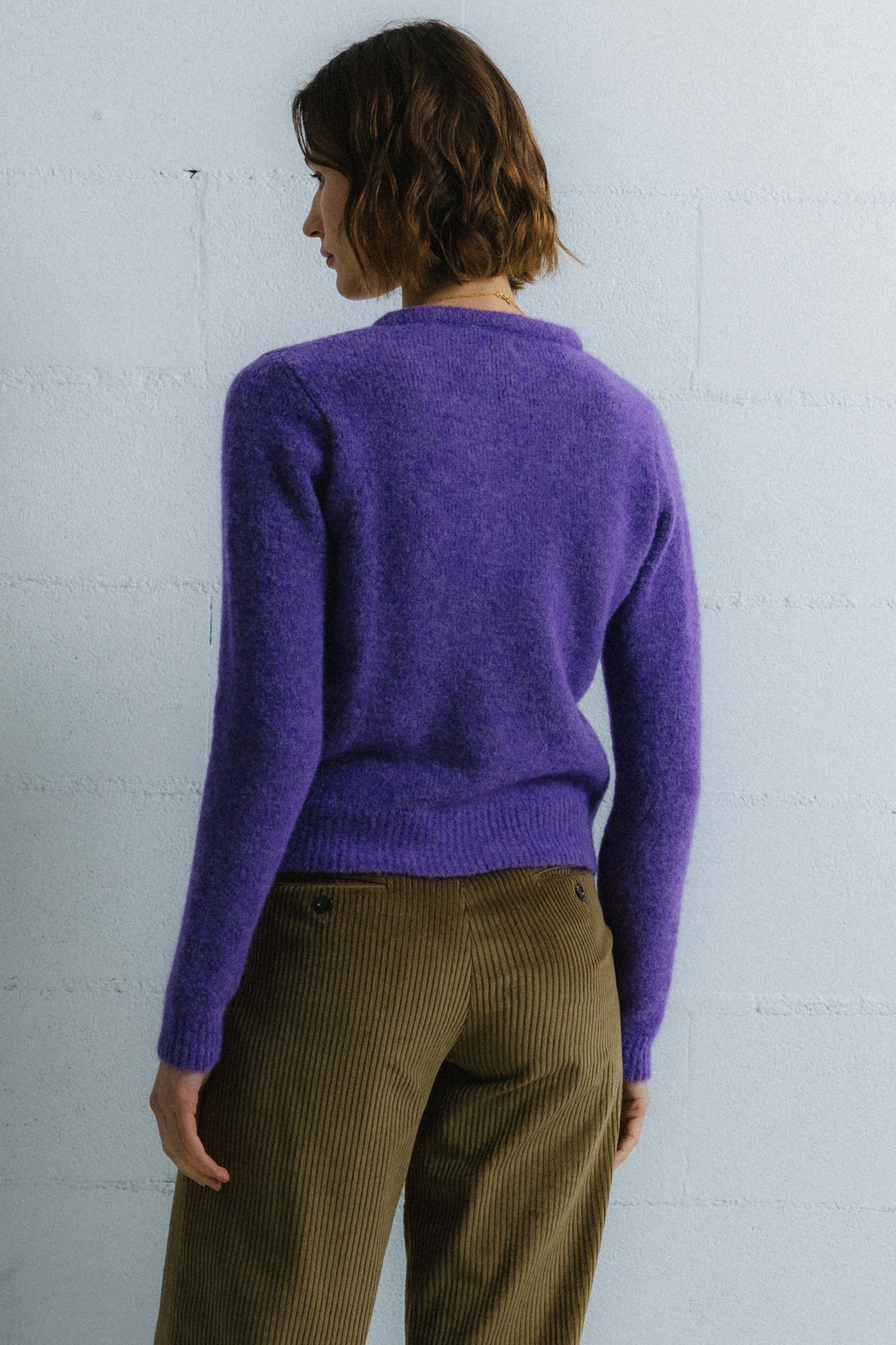 Chaqueta de punto DINA MALVA. Baby alpaca y lana merino.