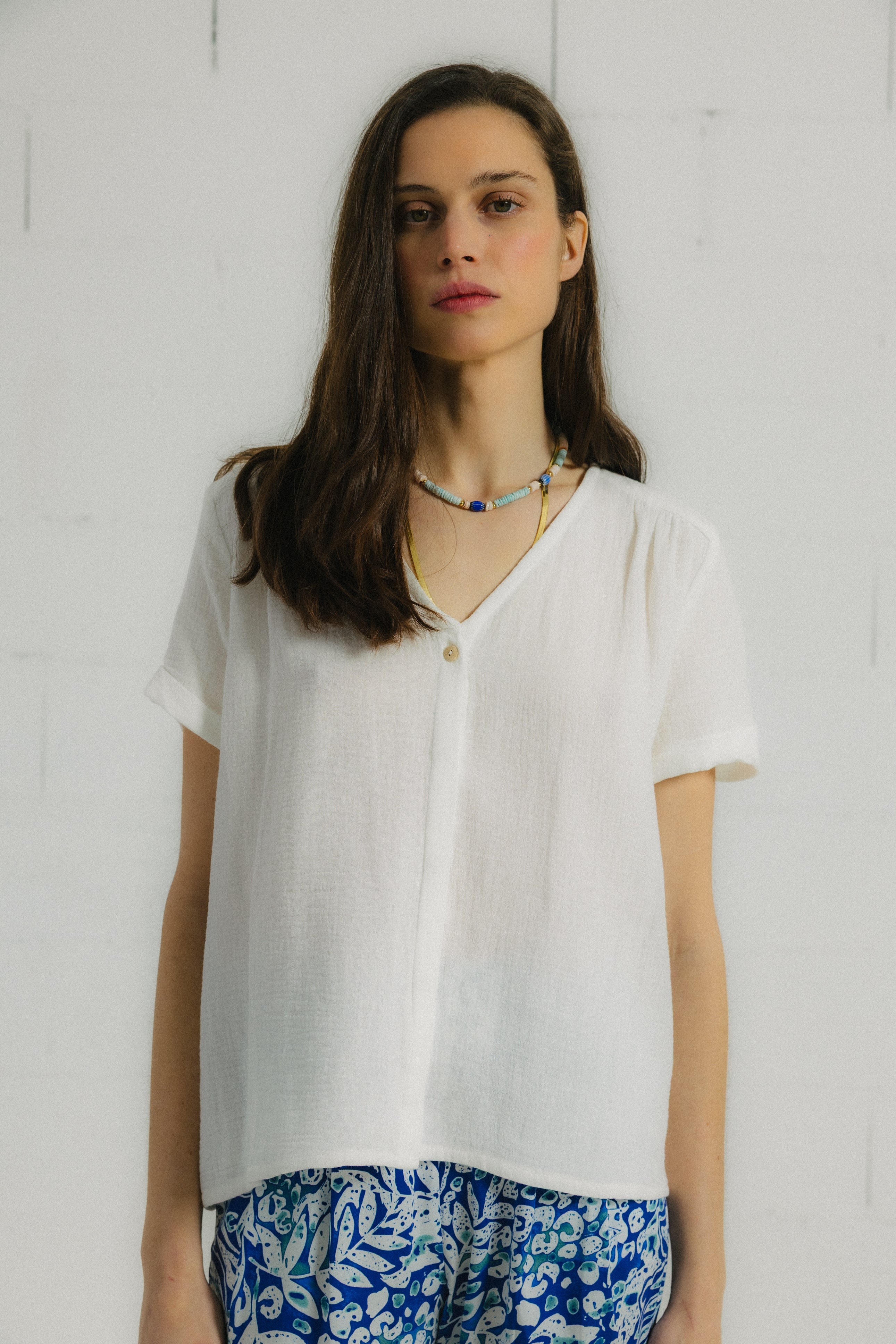 Blusa BURNI algodón orgánico blanco