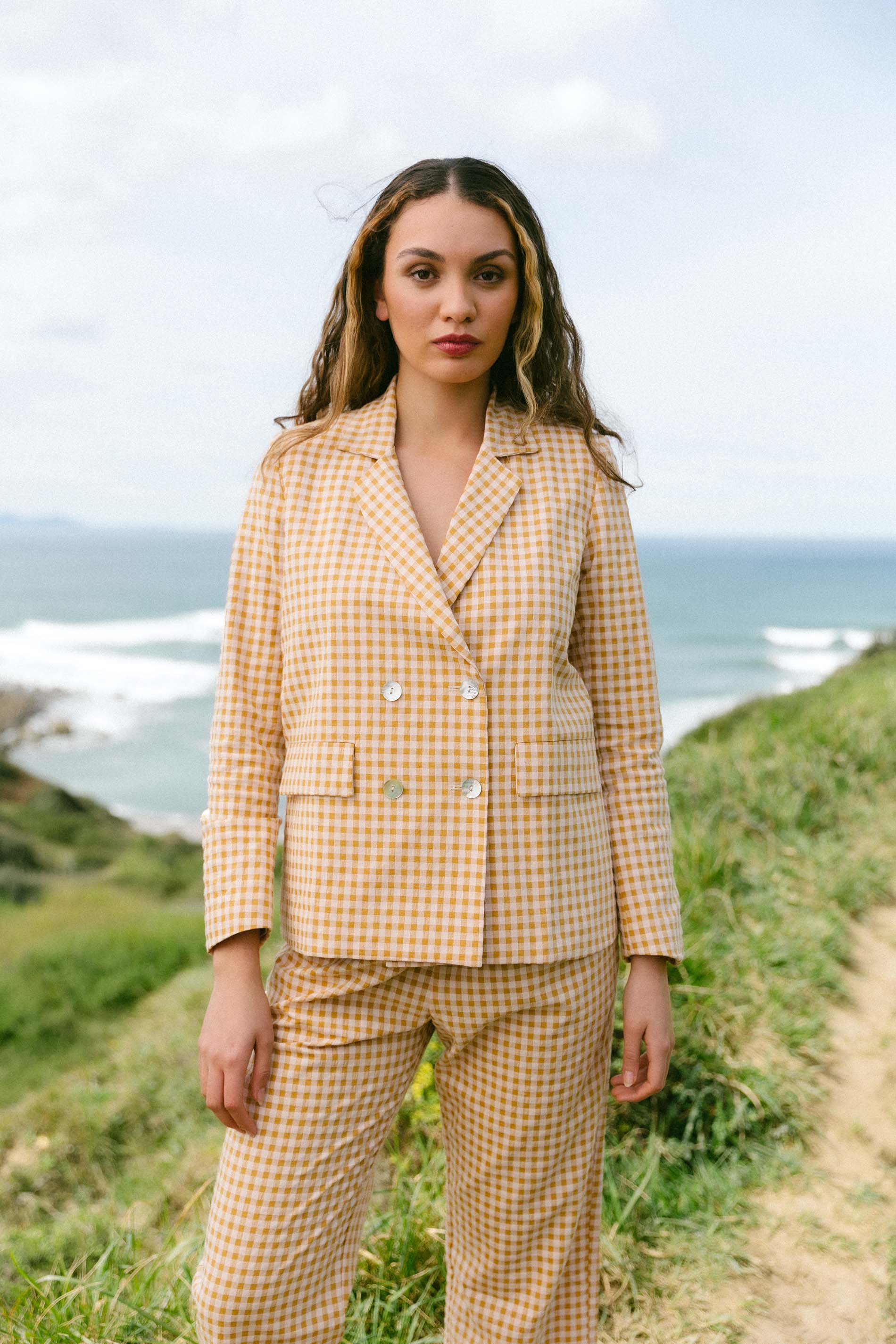 Blazer cuadros vichy MOSTAZA TURIN