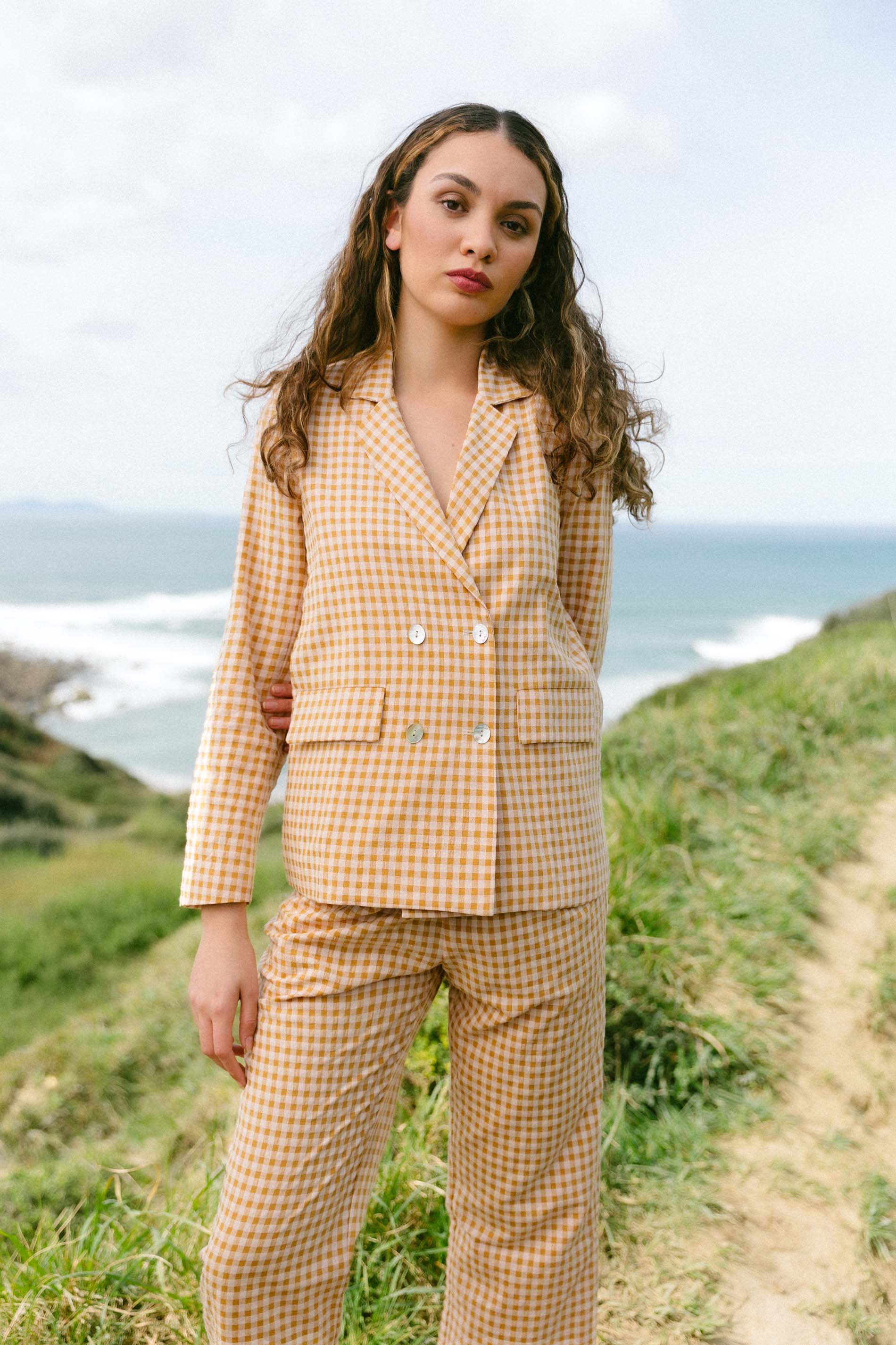 Blazer cuadros vichy MOSTAZA TURIN