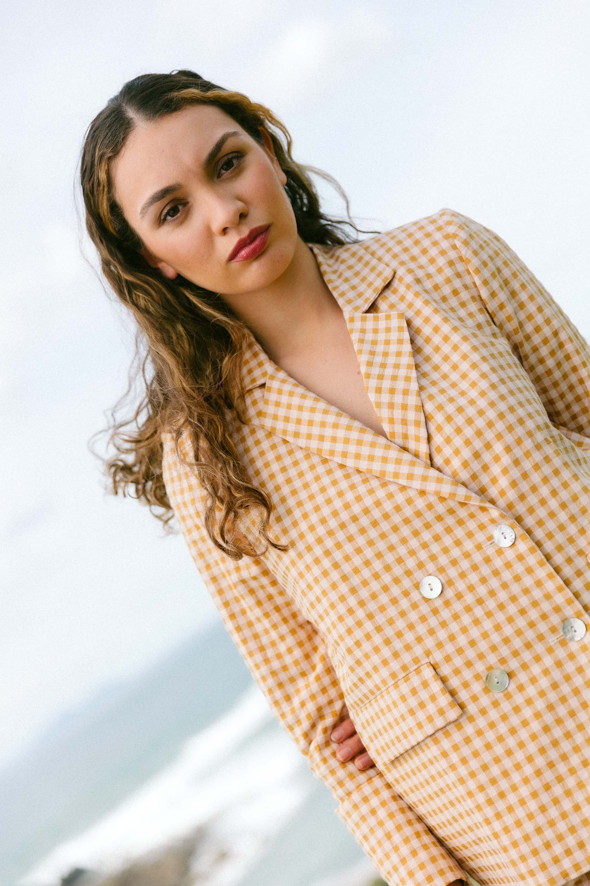 Blazer cuadros vichy MOSTAZA TURIN
