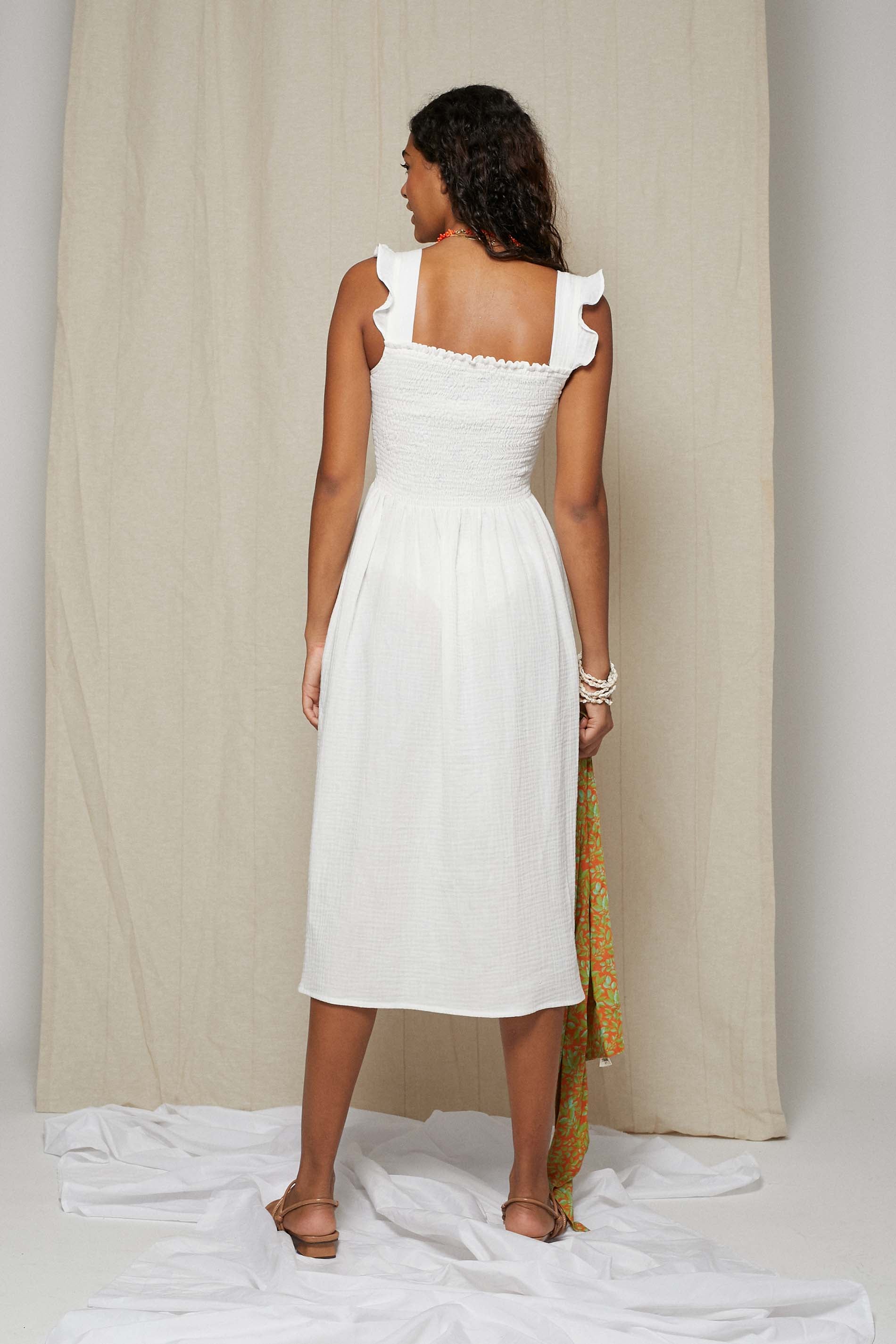 Vestido PANAMA bolsillos organic blanco