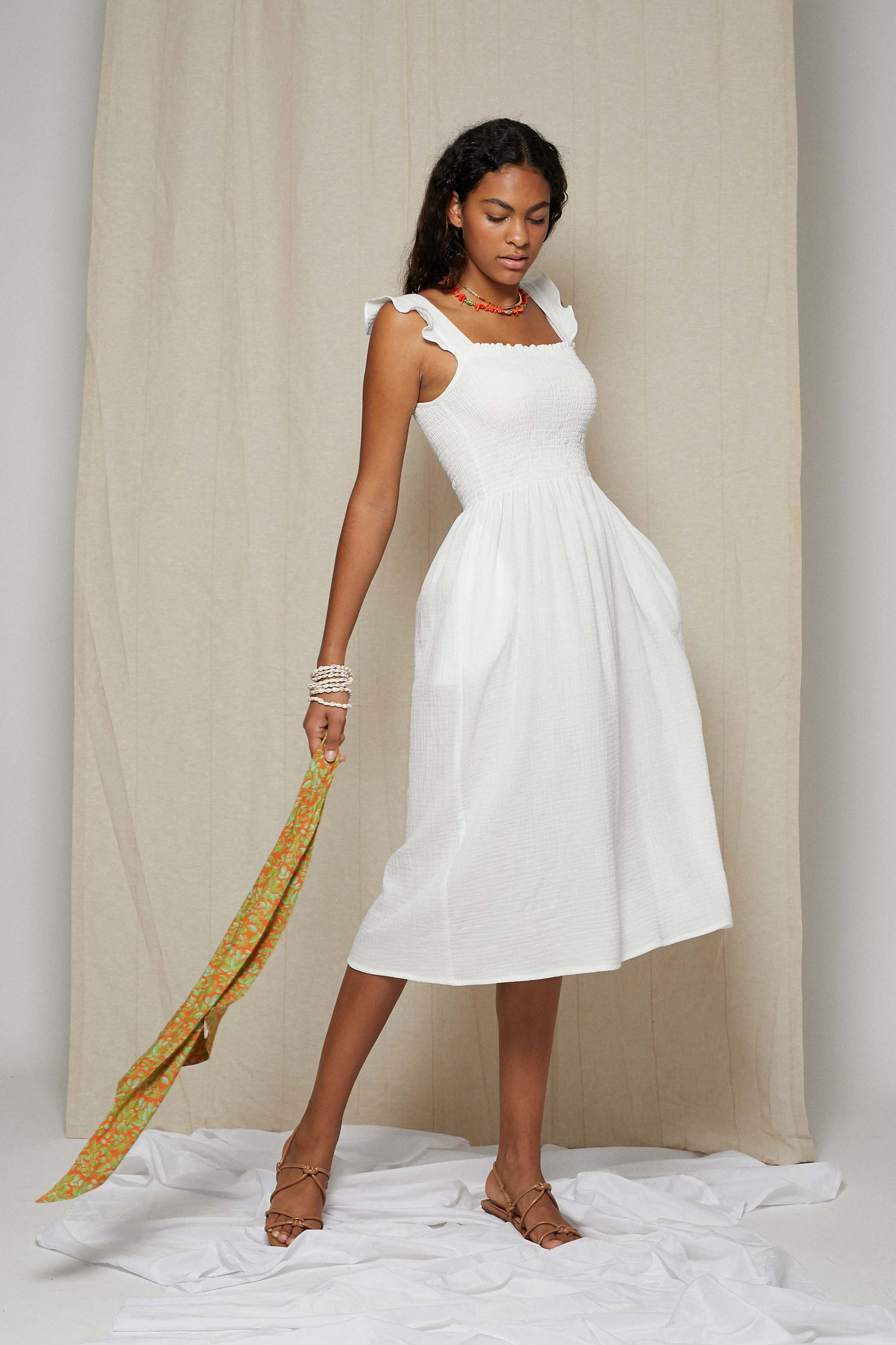 Vestido PANAMA bolsillos organic blanco