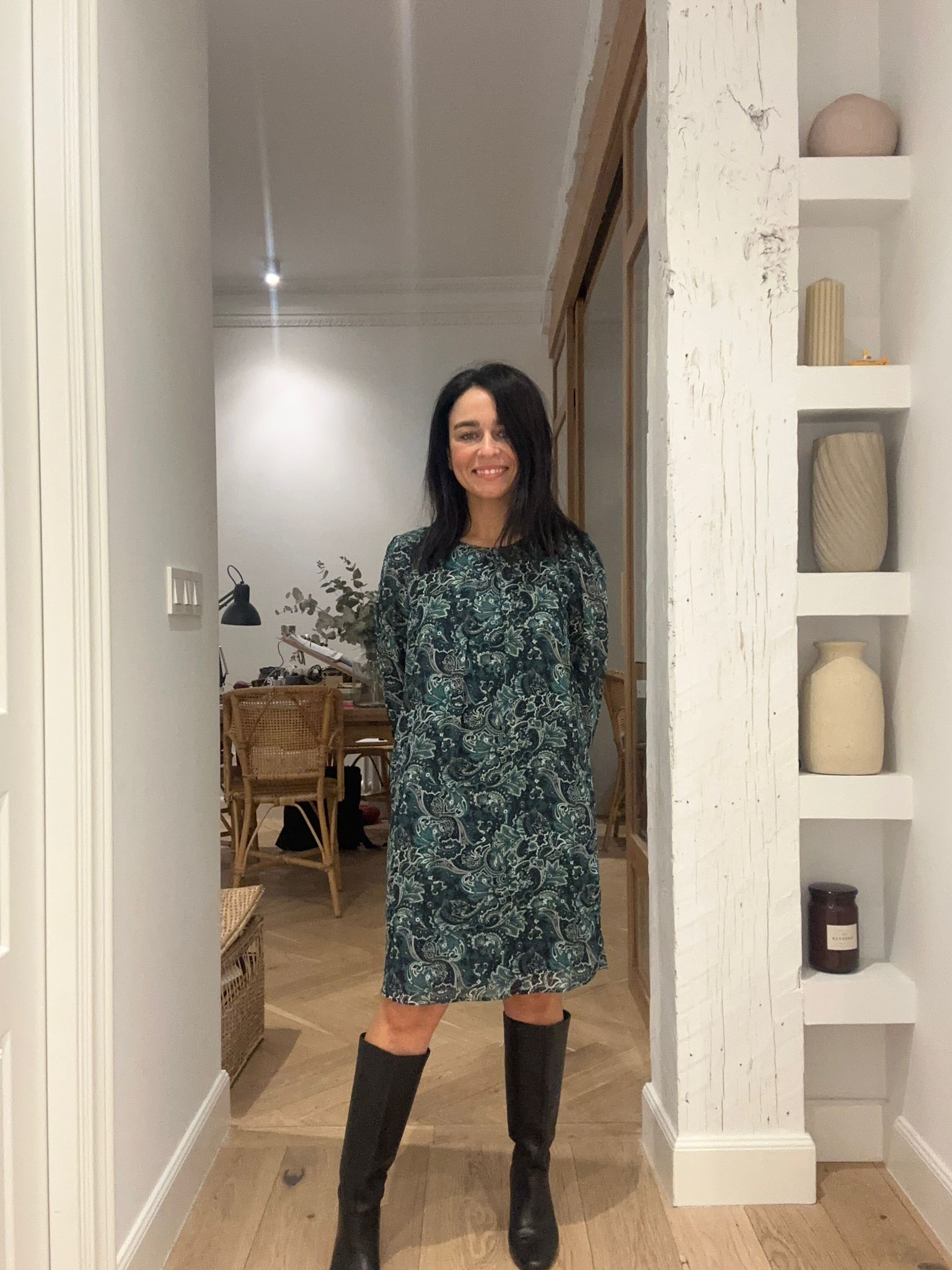 Vestido print cachemira verde