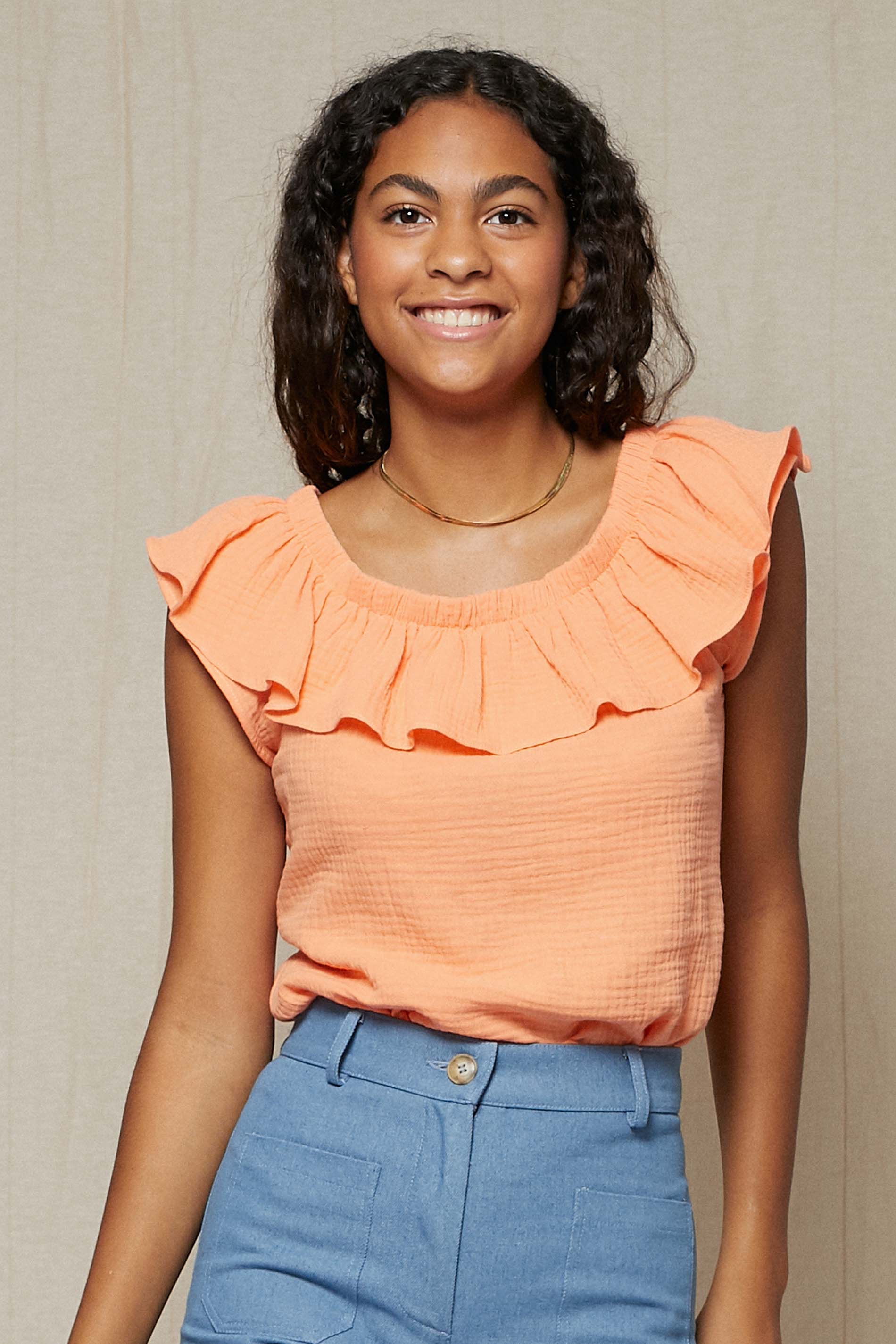 Blusa algodón orgánico TRIPOLI tangerina