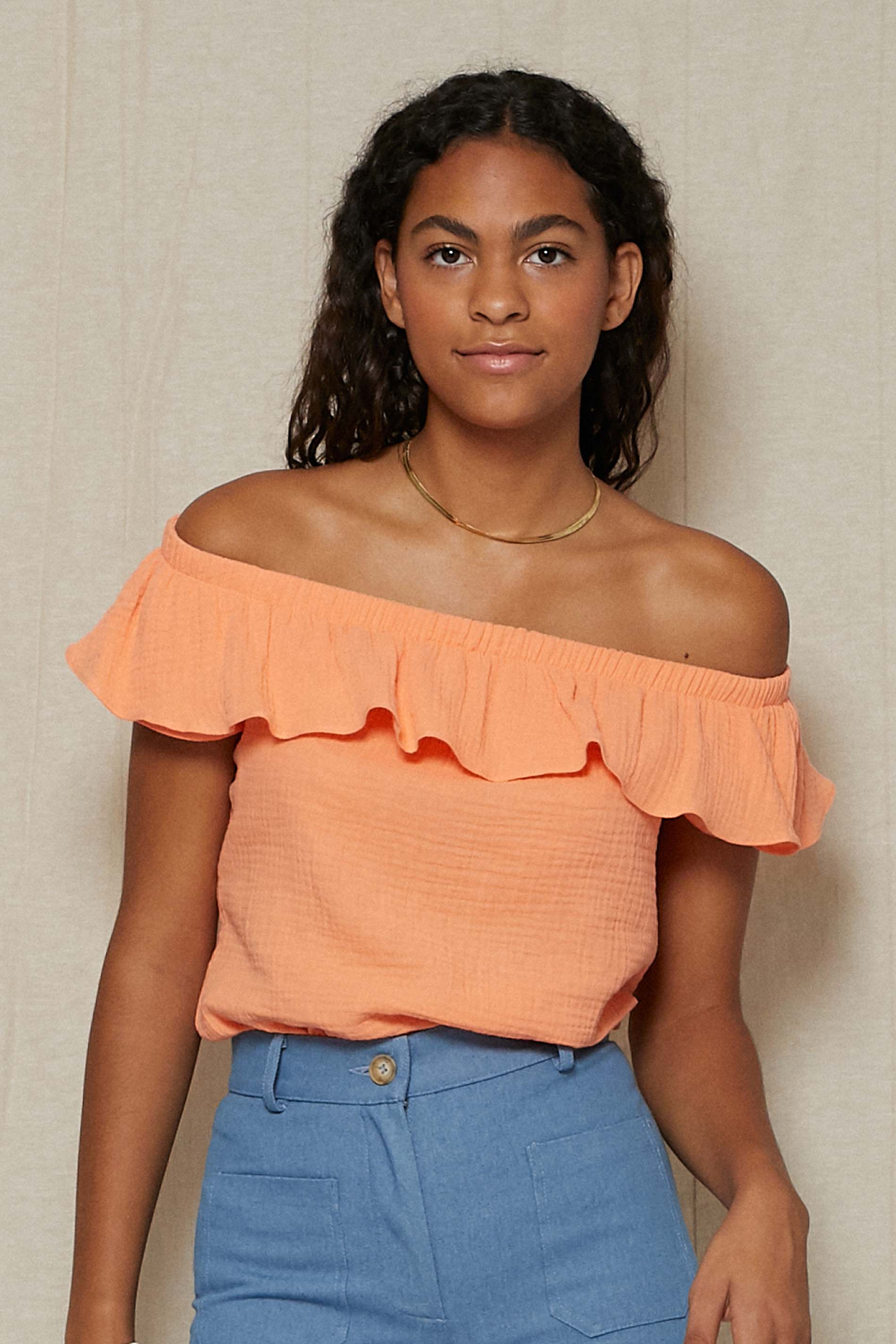 Blusa algodón orgánico TRIPOLI tangerina