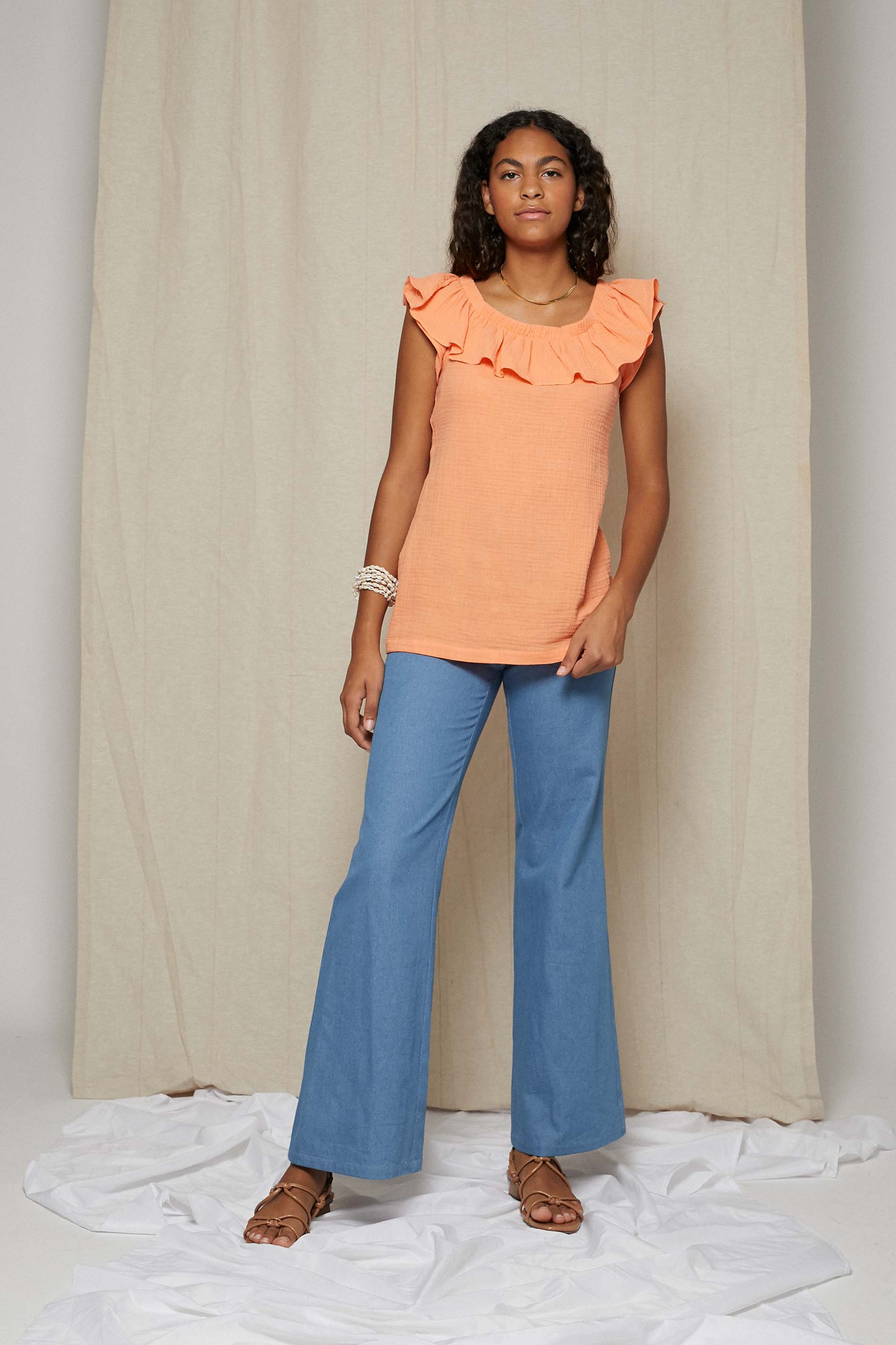 Blusa algodón orgánico TRIPOLI tangerina