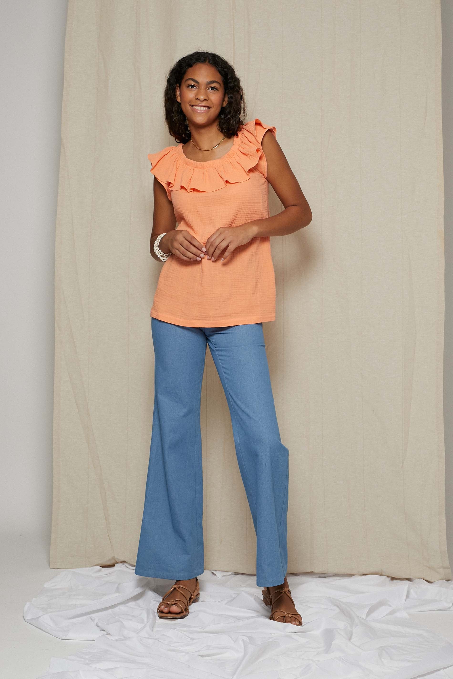 Blusa algodón orgánico TRIPOLI tangerina