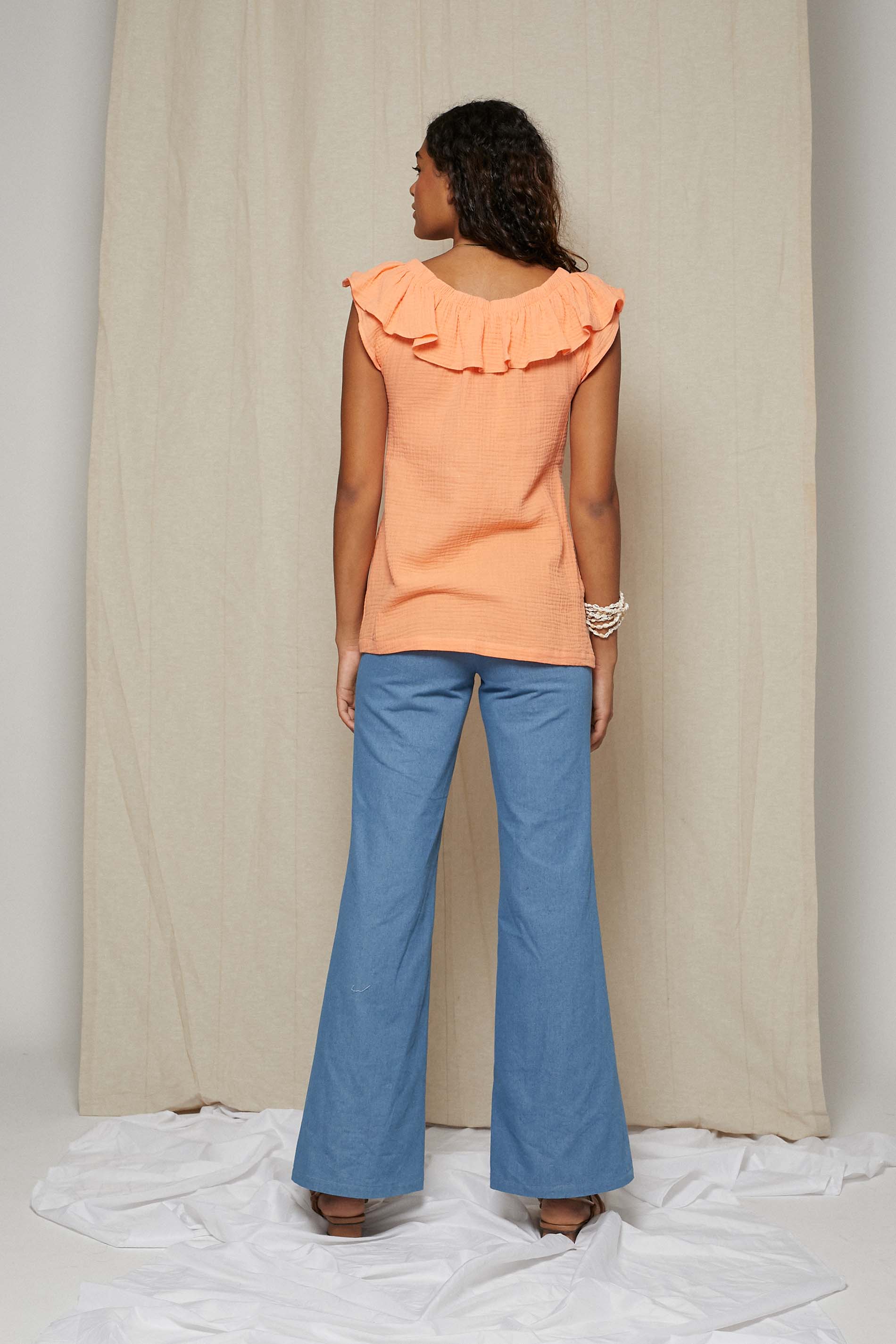 Blusa algodón orgánico TRIPOLI tangerina