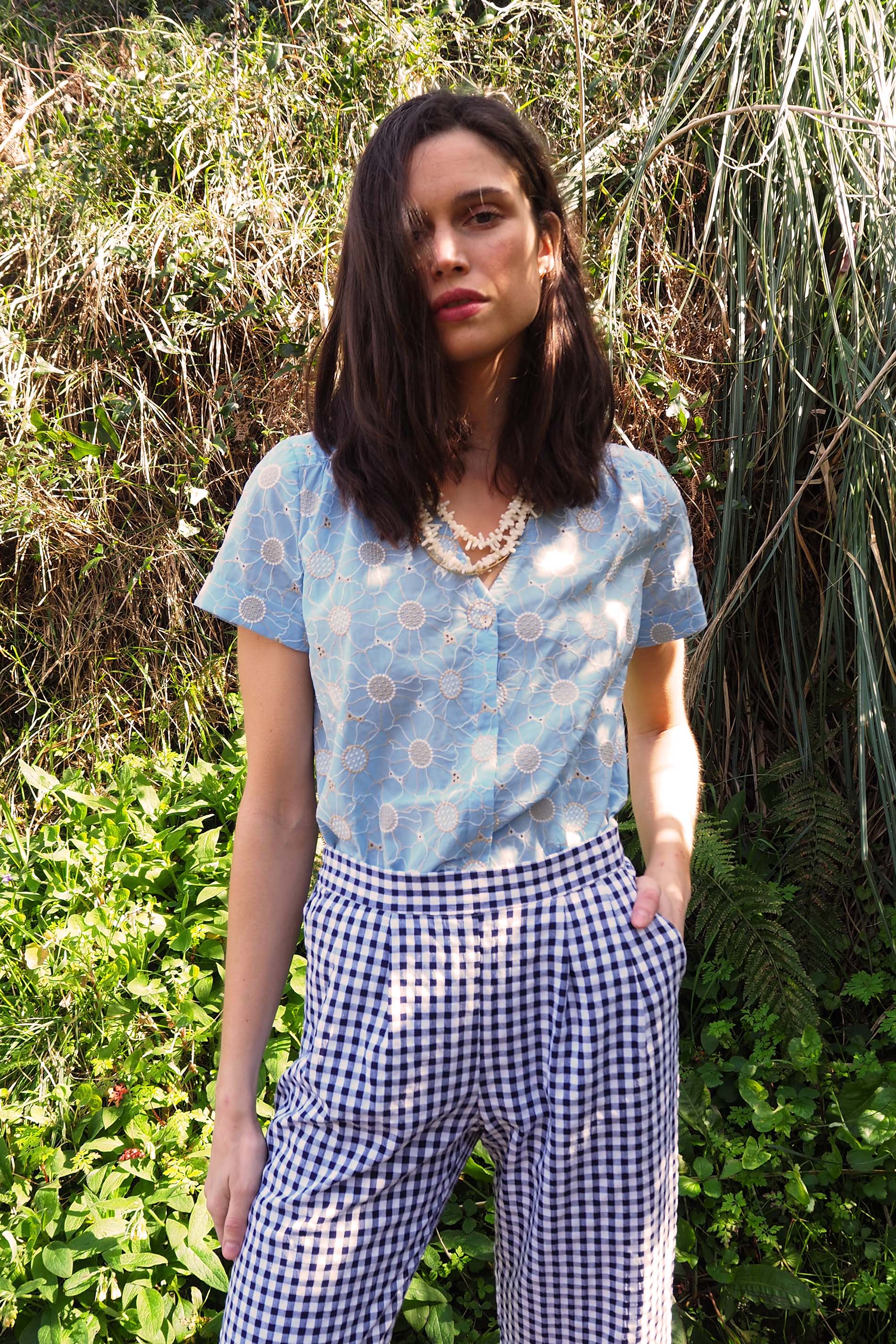 Blusa voile bordado azul BURNI