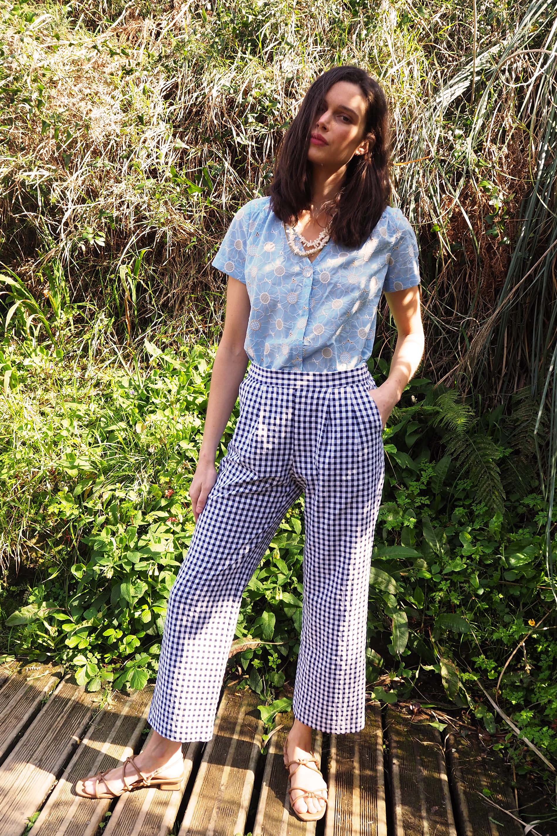 Blusa voile bordado azul BURNI