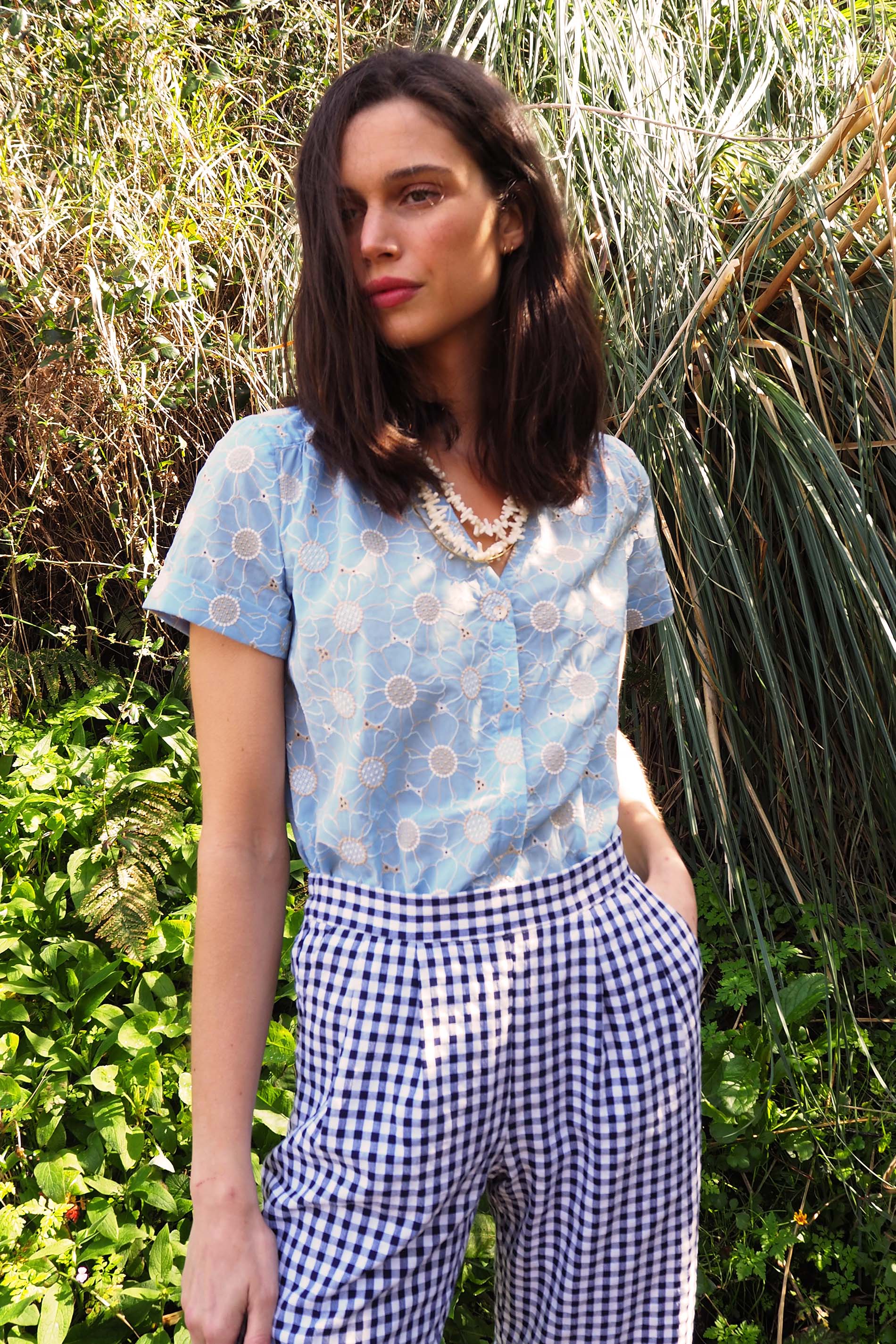 Blusa voile bordado azul BURNI