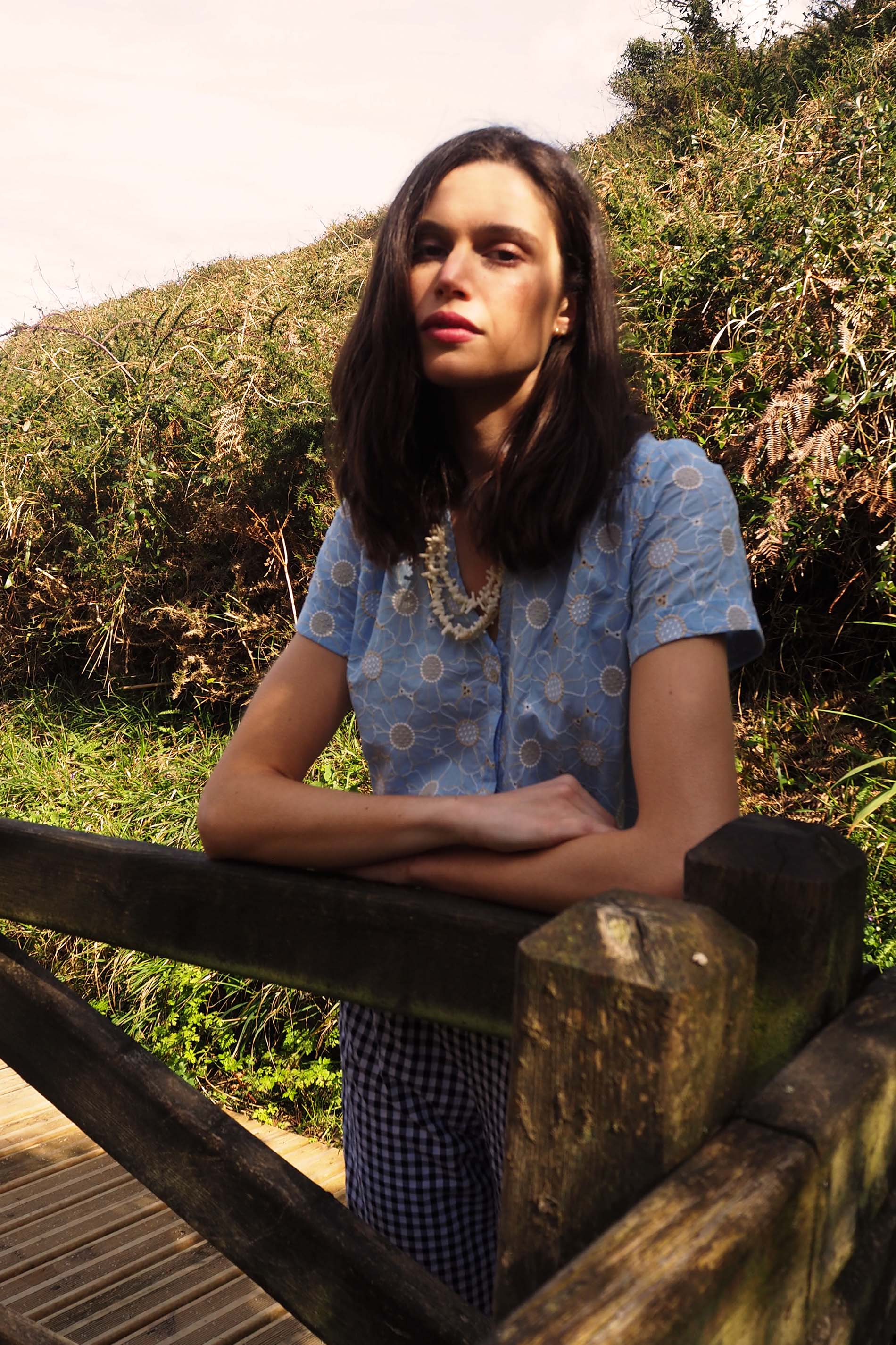 Blusa voile bordado azul BURNI