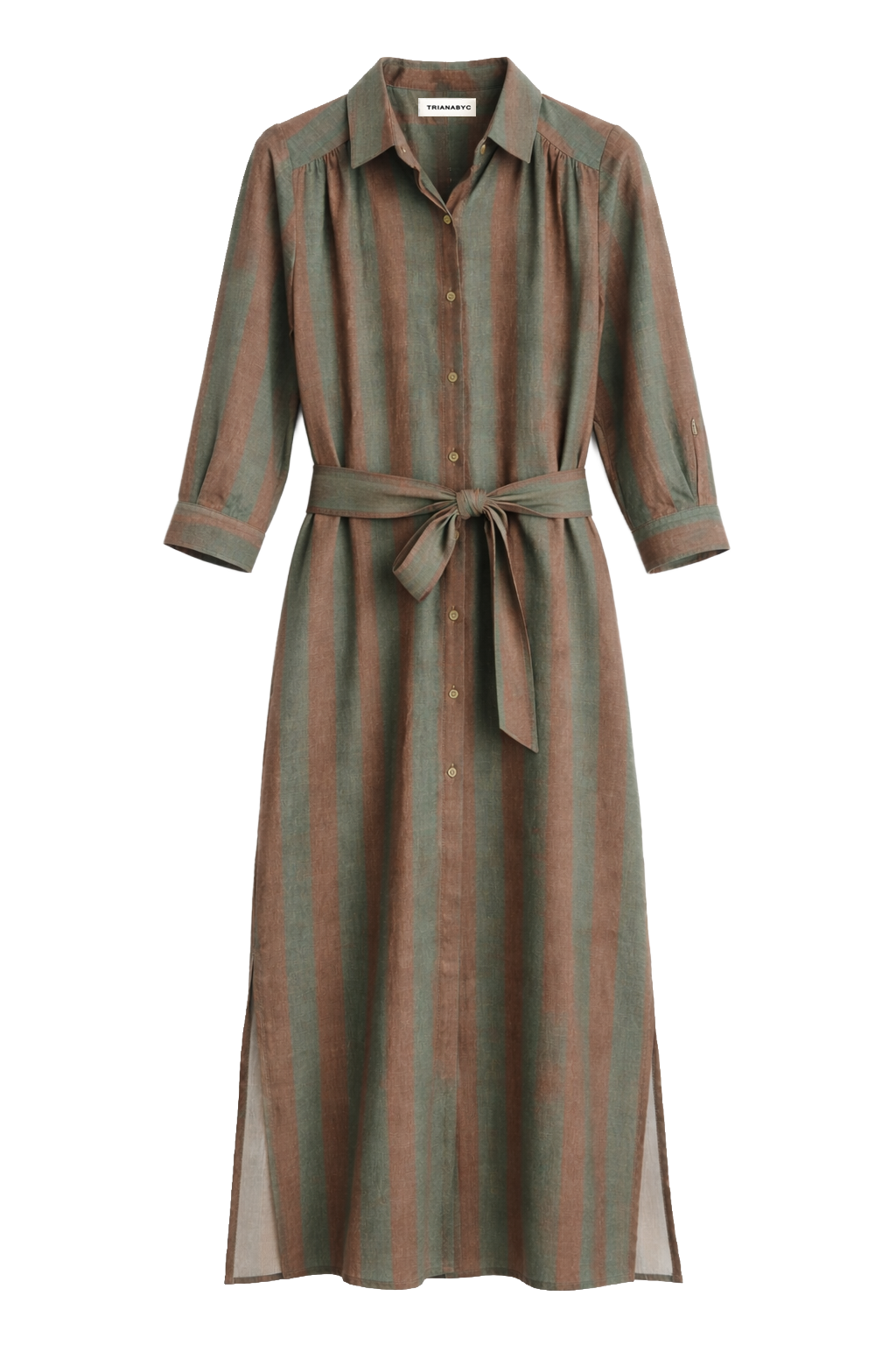 Vestido capira raya tierra y verde