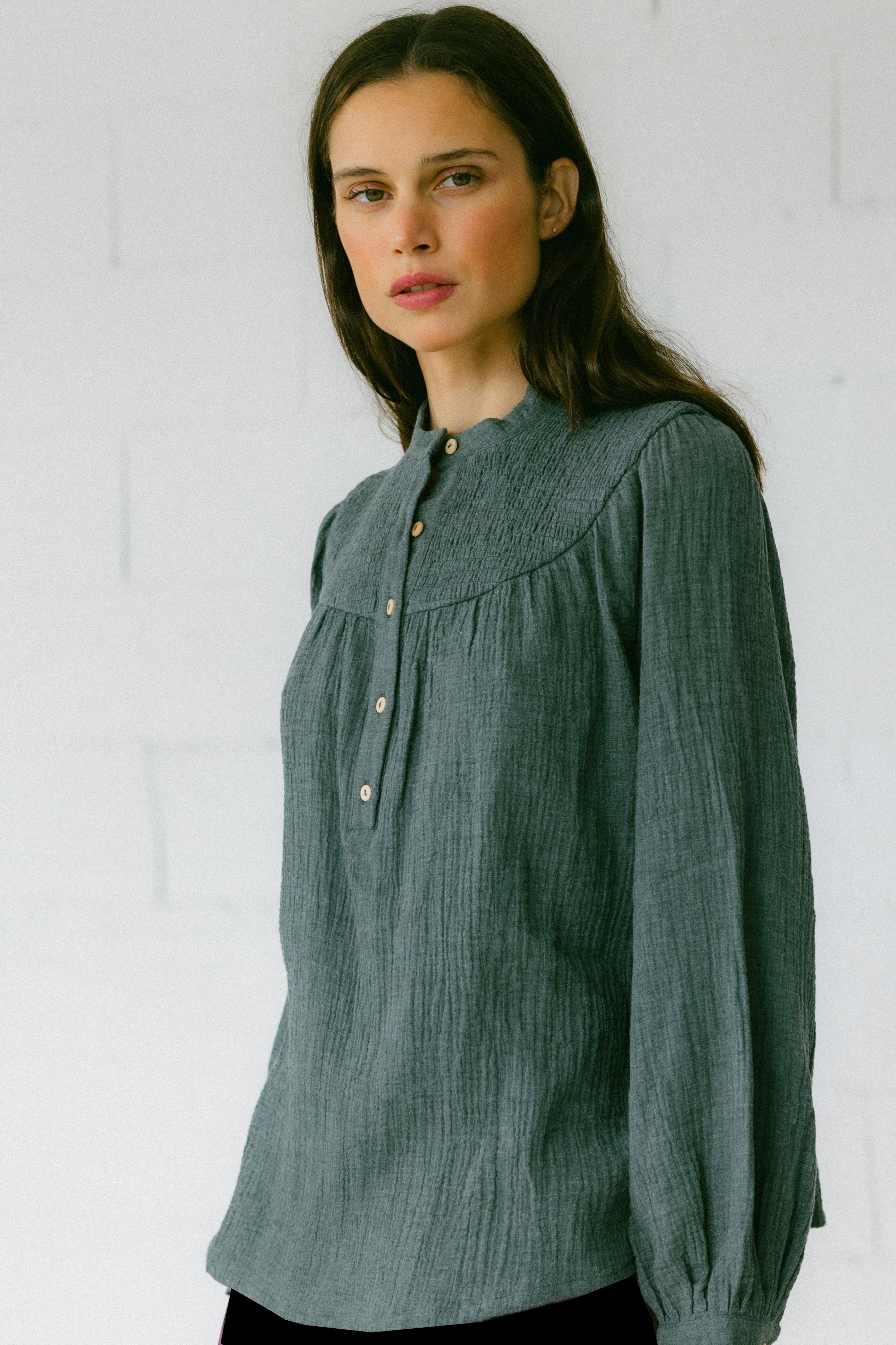 Blusa CENIA algodón organico GRIS