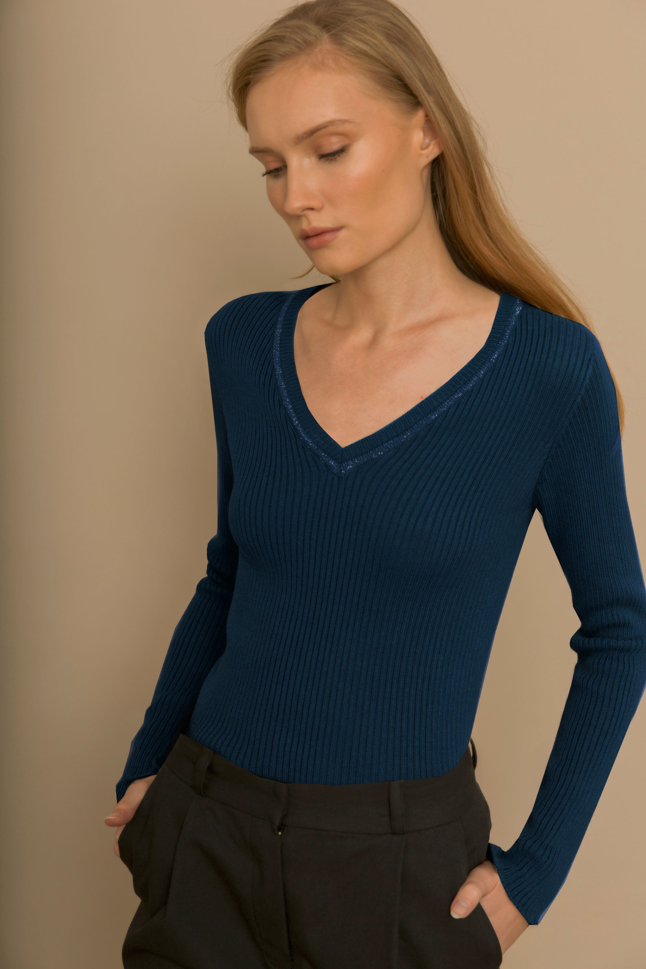 Jumper / Top Openwork knitted NAVY BLUE glitter