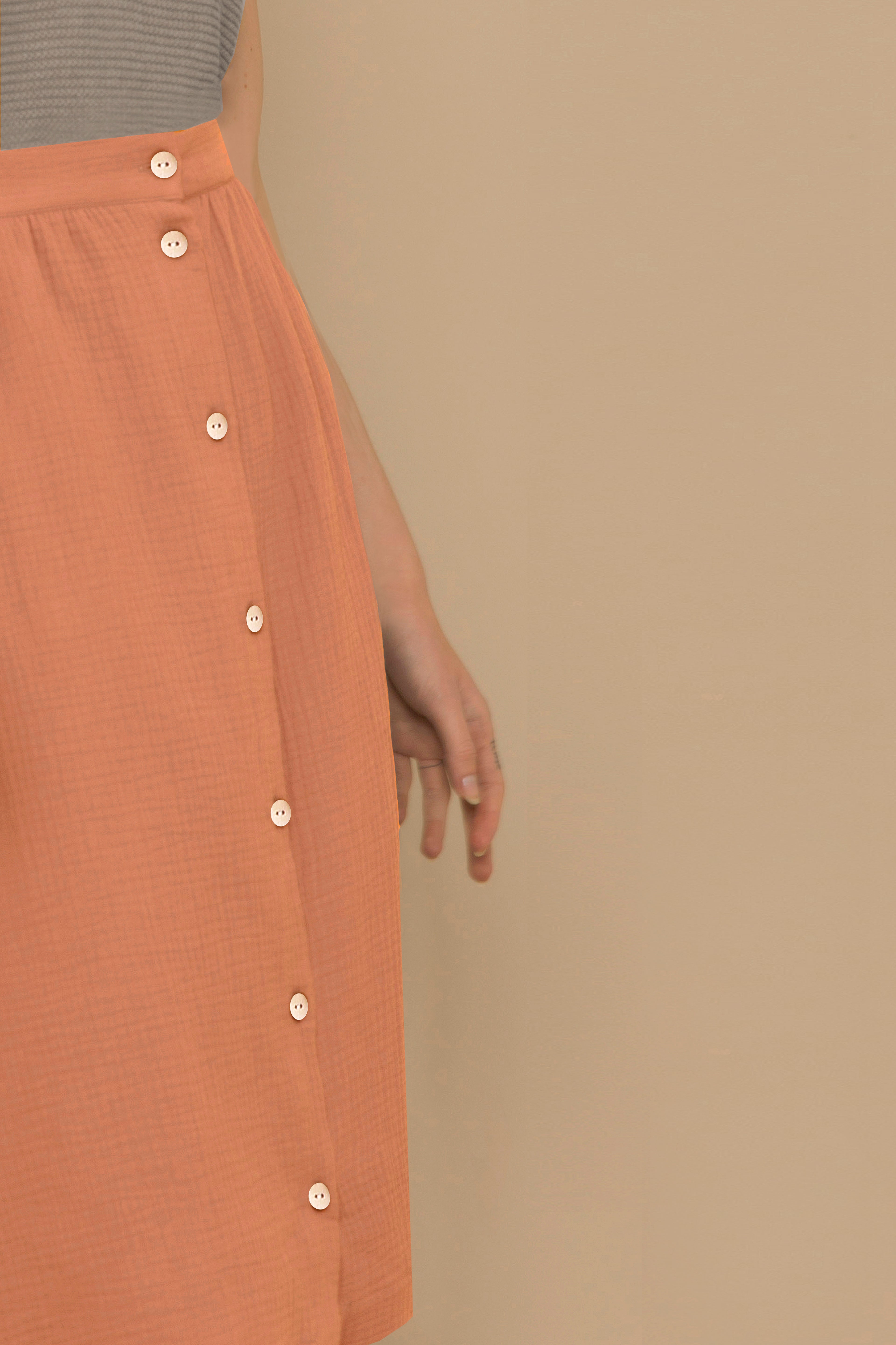 Organic buttoned skirt BLUE