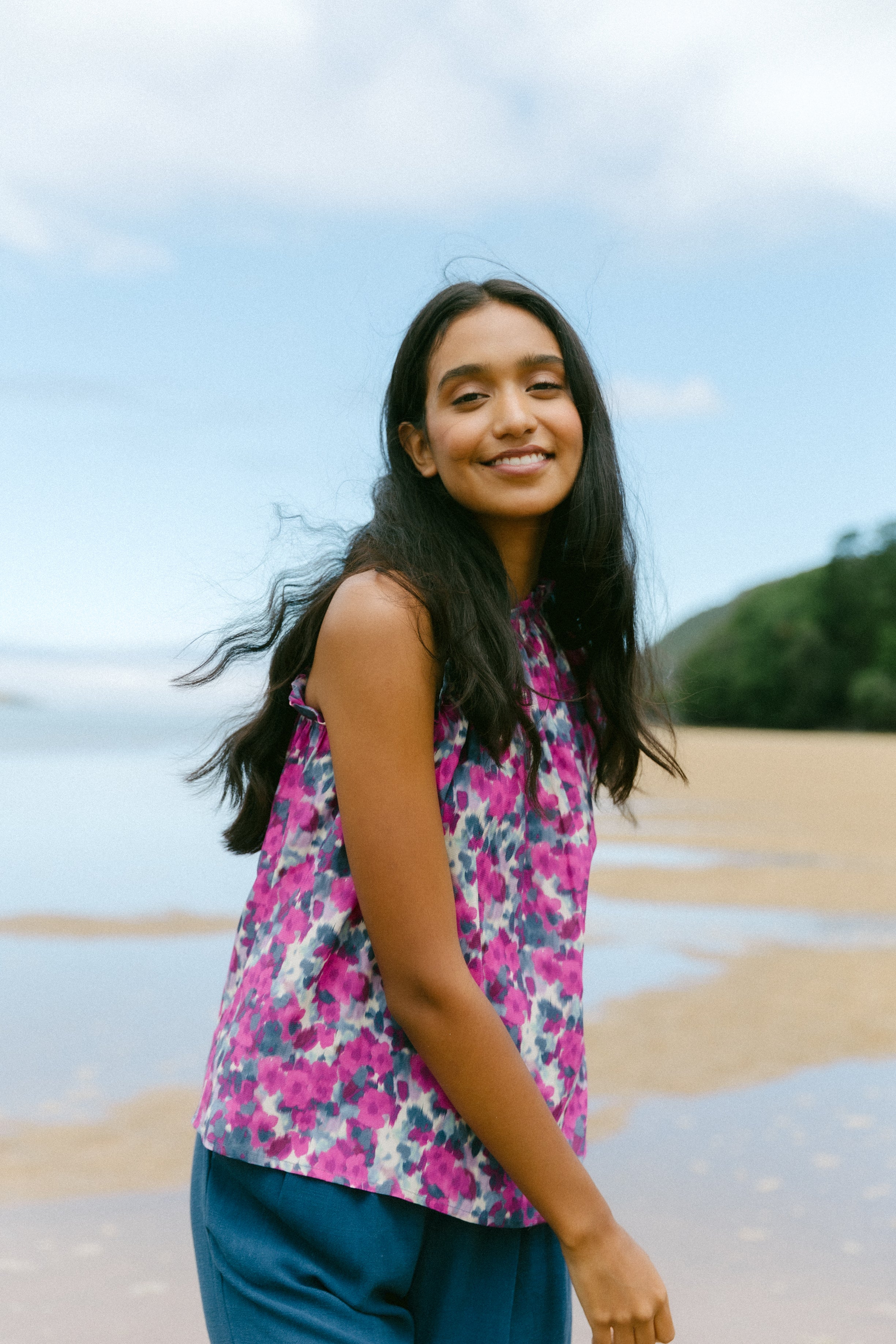 Blusa estampada asimetrica