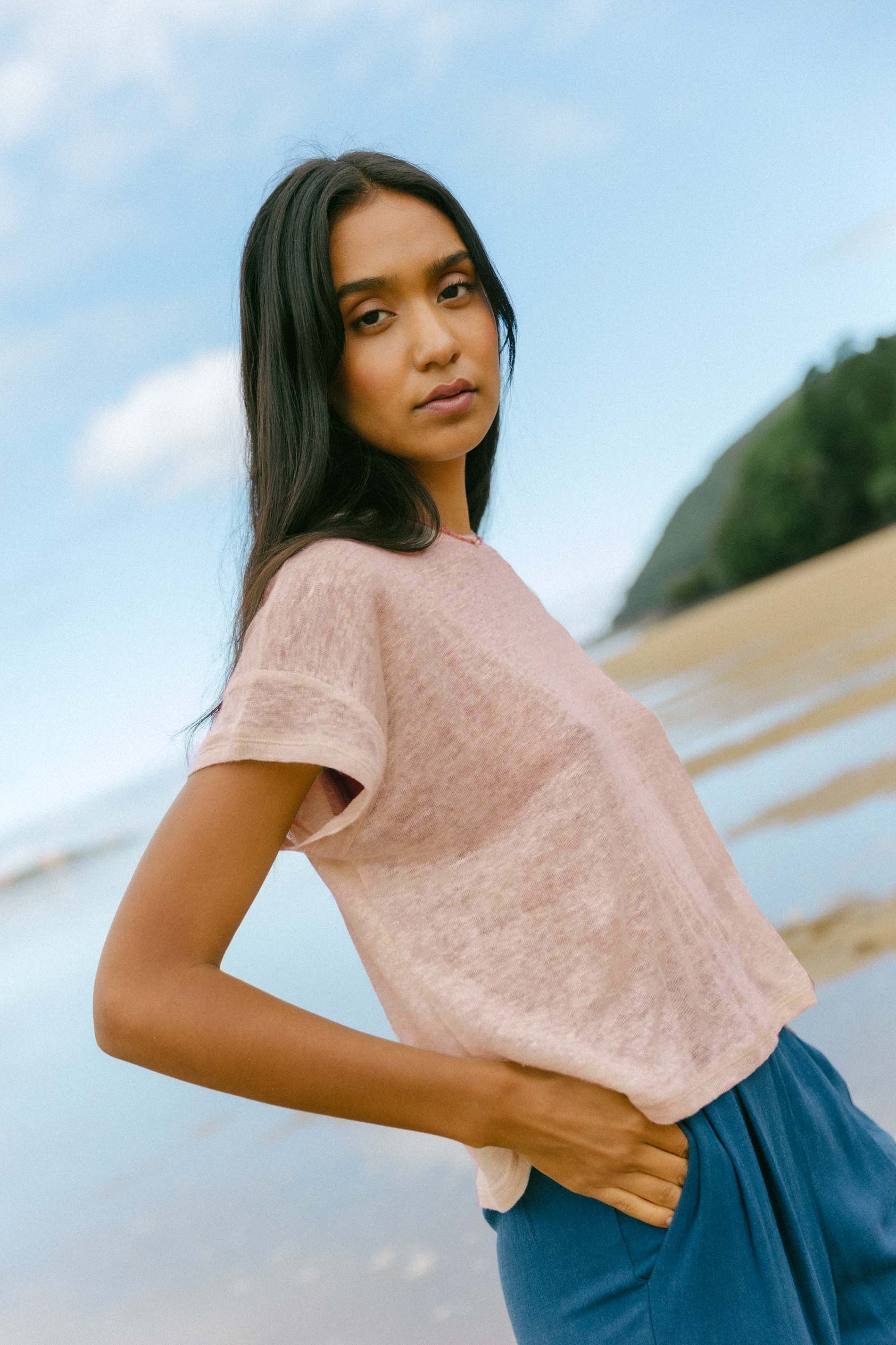 Camiseta rosa bordado TRIANABYC