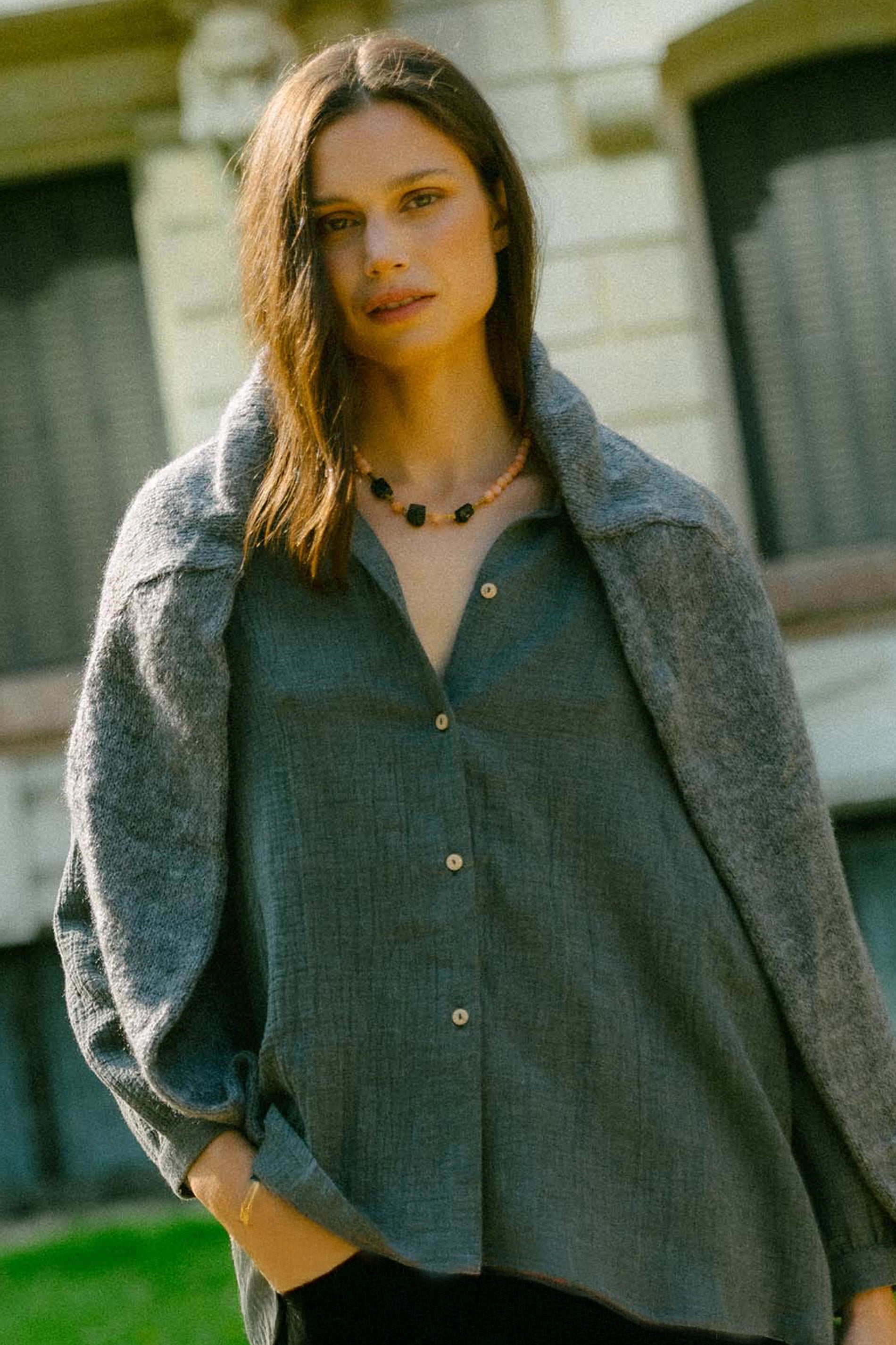 Blusa algodón orgánico STAR gris