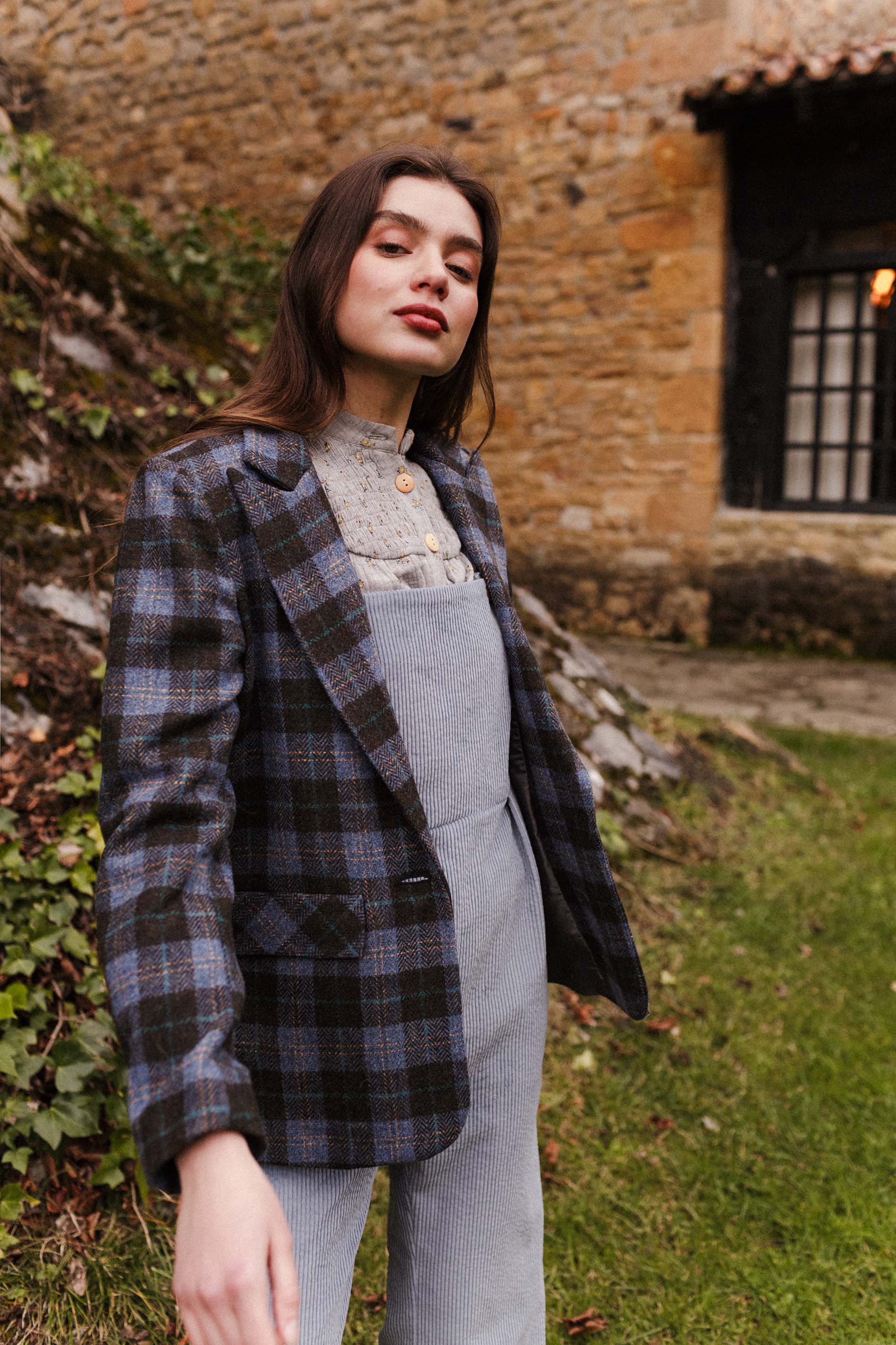 Blazer MILLET lana cuadros azul