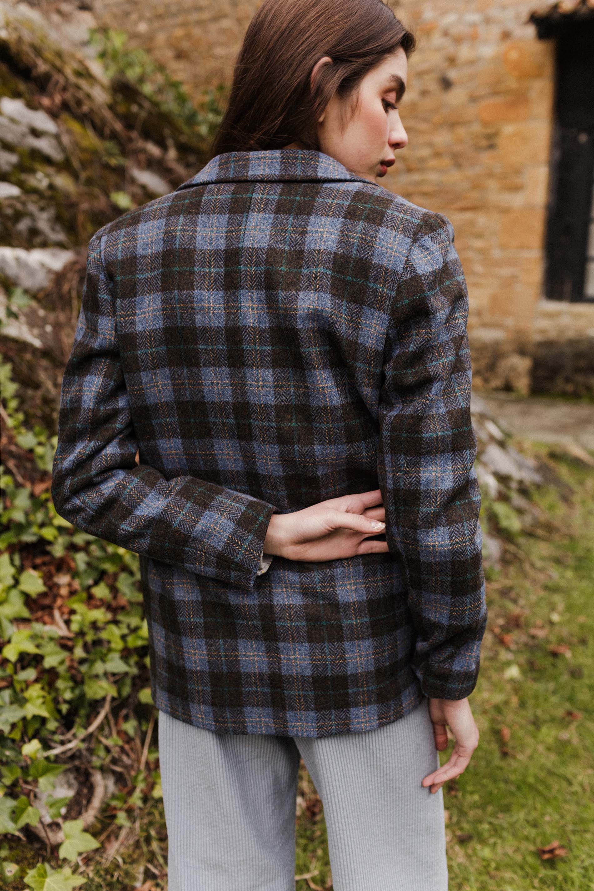 Blazer MILLET lana cuadros azul