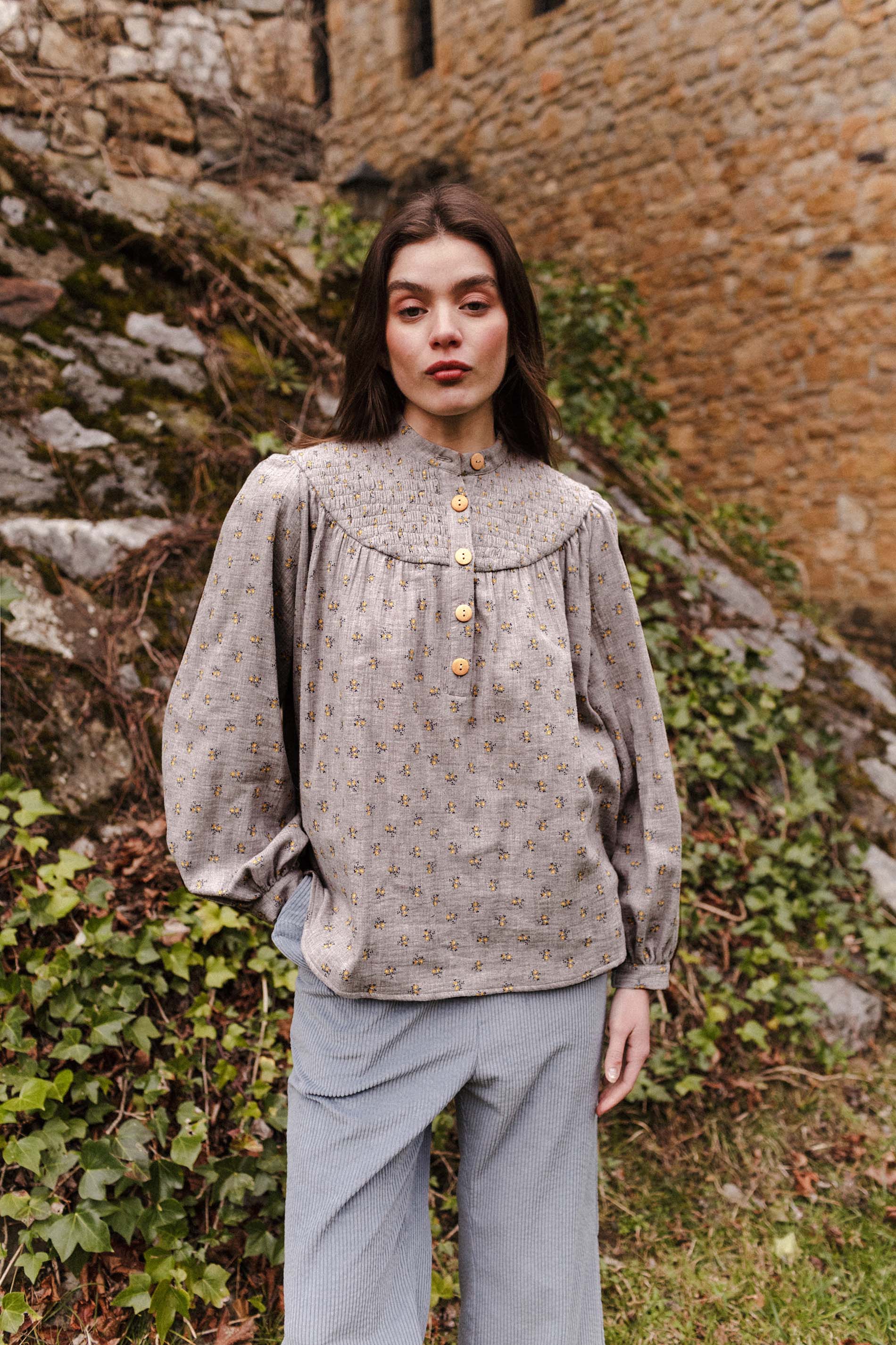 Blusa CENIA flor mostaza