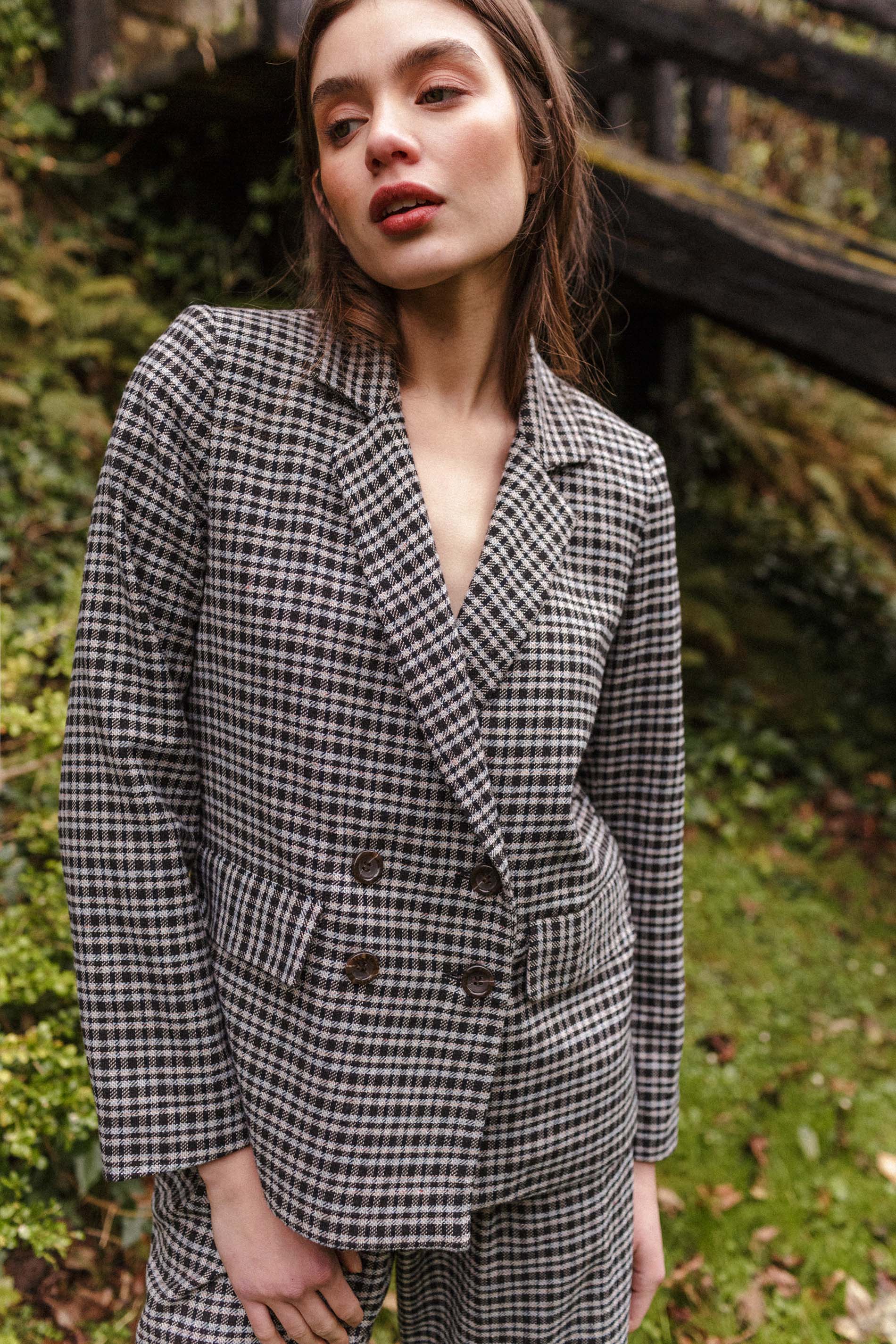 Blazer TURIN lana cuadros AZULES