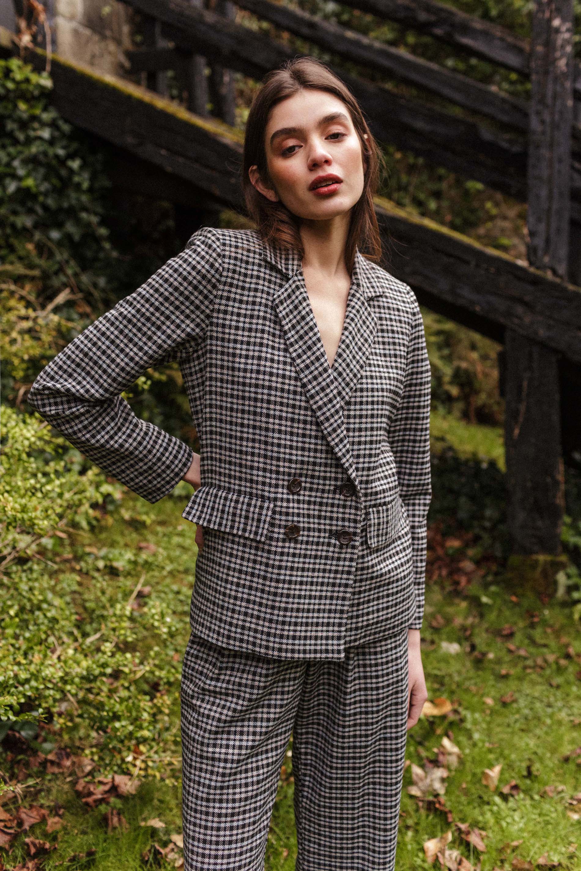 Blazer TURIN lana cuadros AZULES