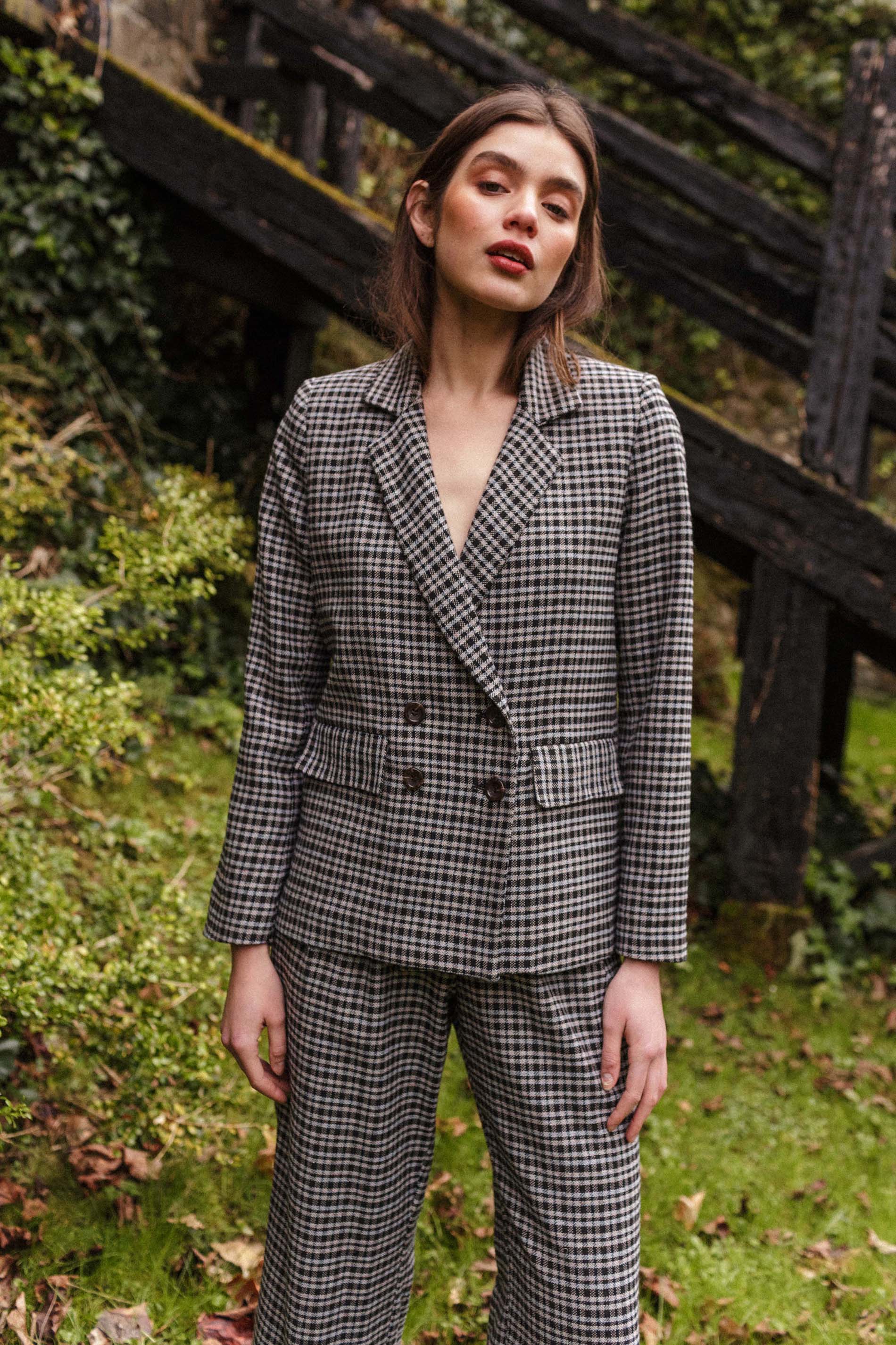 Blazer TURIN lana cuadros AZULES