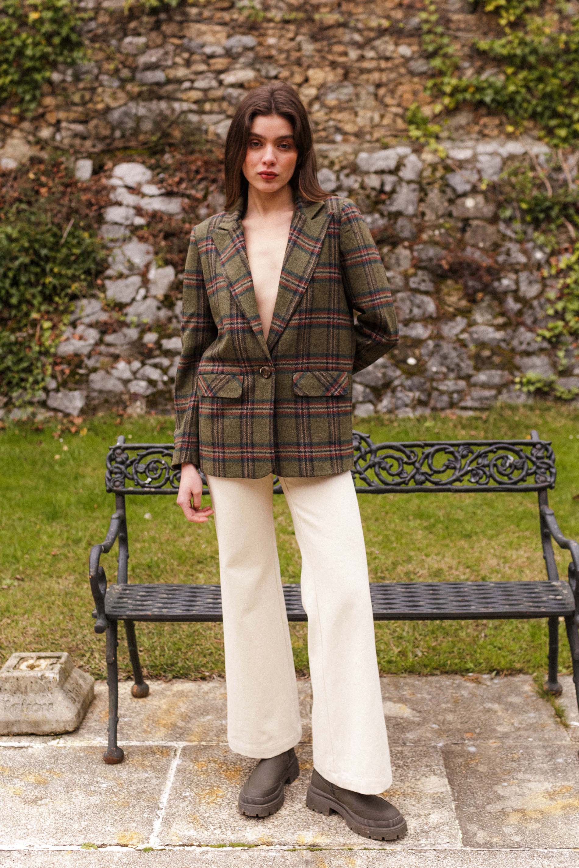 Blazer MILLET lana cuadros verde