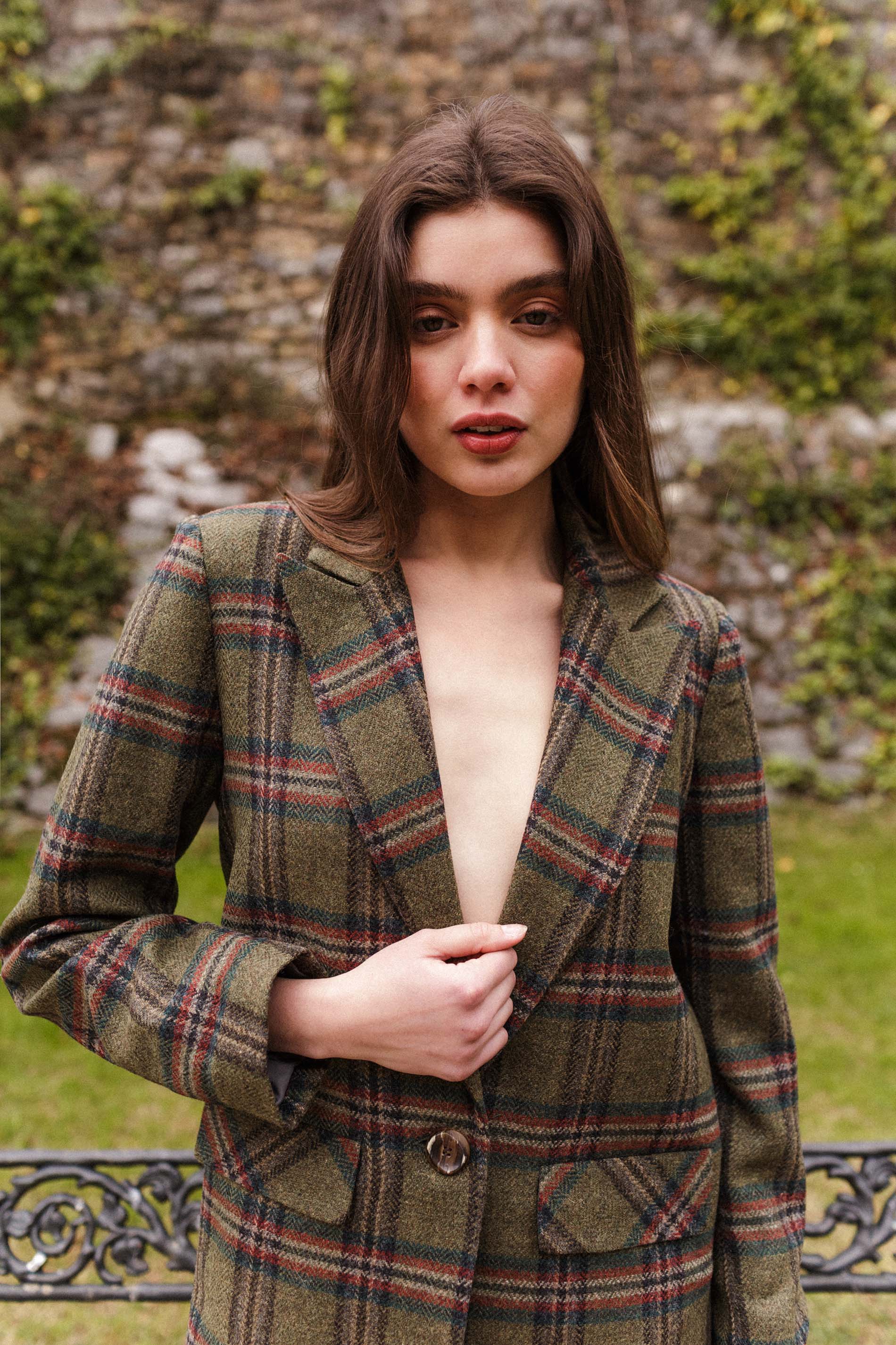 Blazer MILLET lana cuadros verde