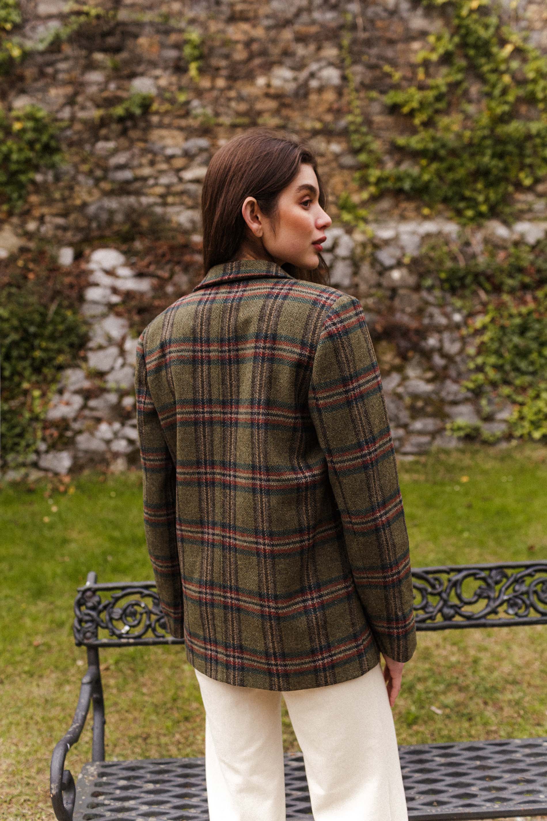 Blazer MILLET lana cuadros verde