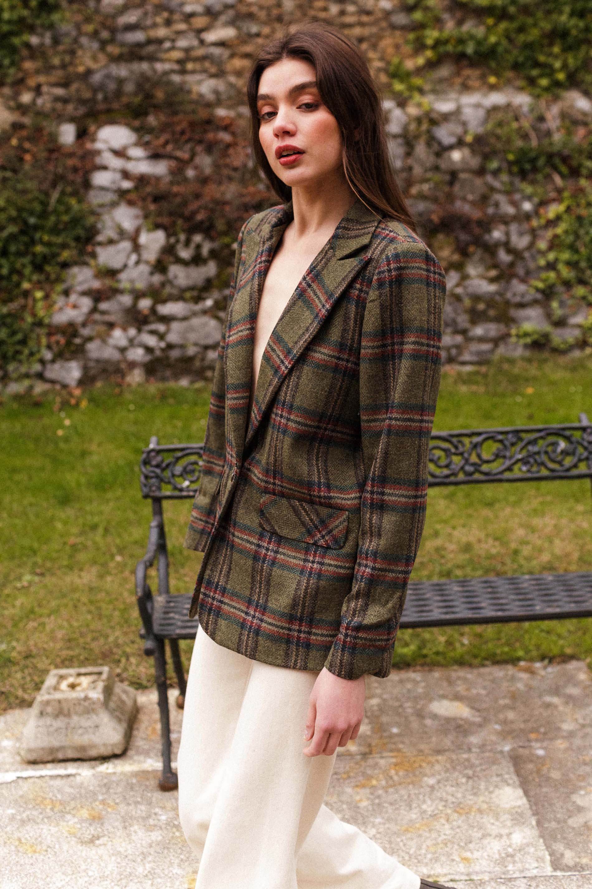 Blazer MILLET lana cuadros verde